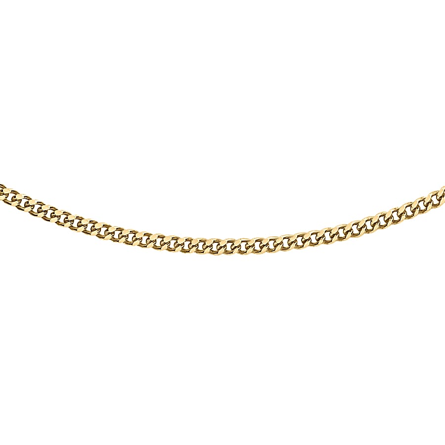9K Yellow Gold Diamond Cut Curb Chain (Size 24) with Spring Ring Clasp