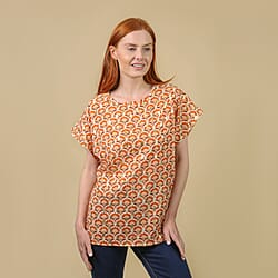 PRINTED TUNIC TOP WITH GOLD FOIL DETAIL