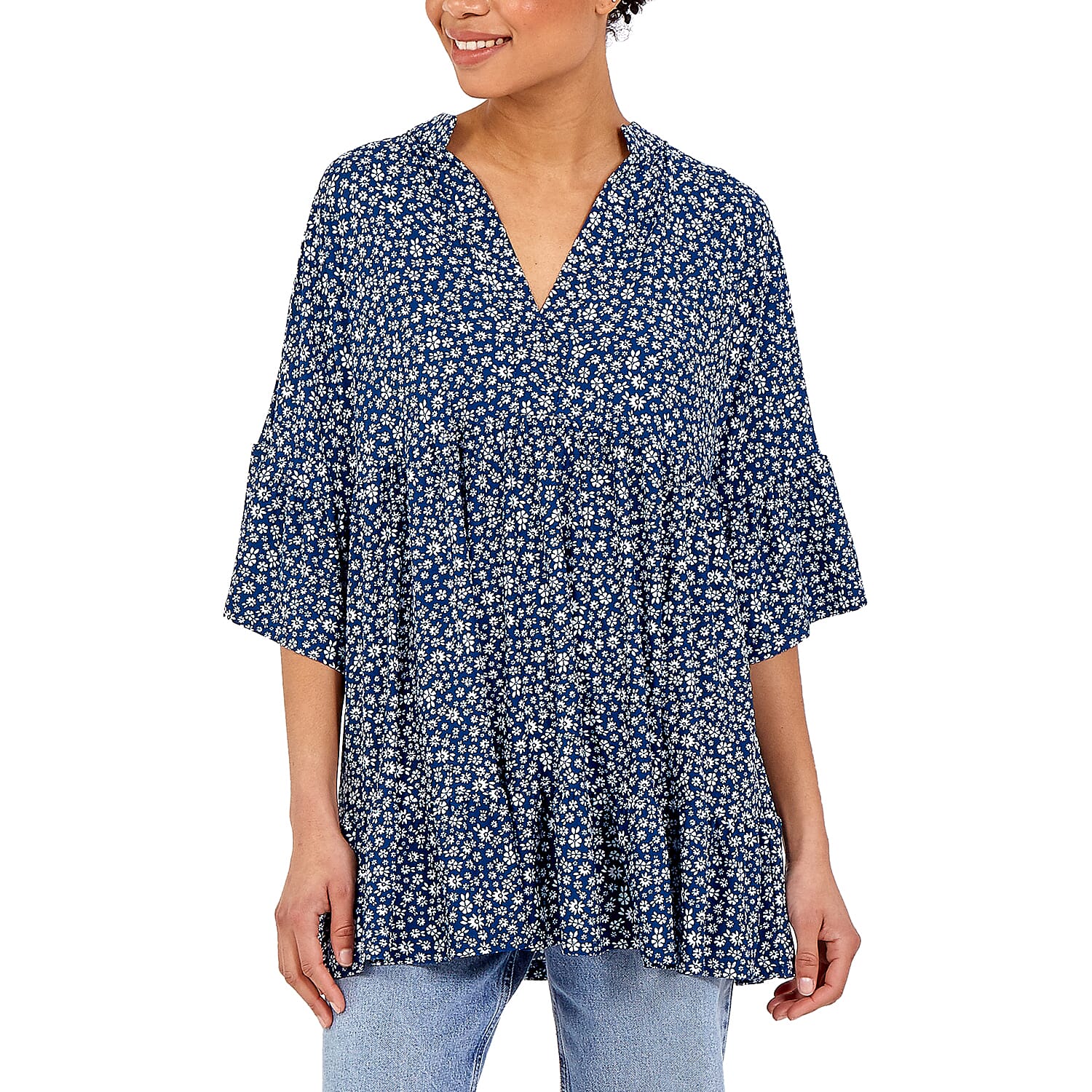 Nova of London V Front Smock Top - Navy
