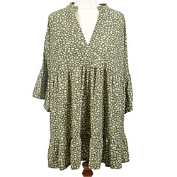 Nova of London V Front Smock Top (Size:M/L, Length - 75Cm) - Khaki