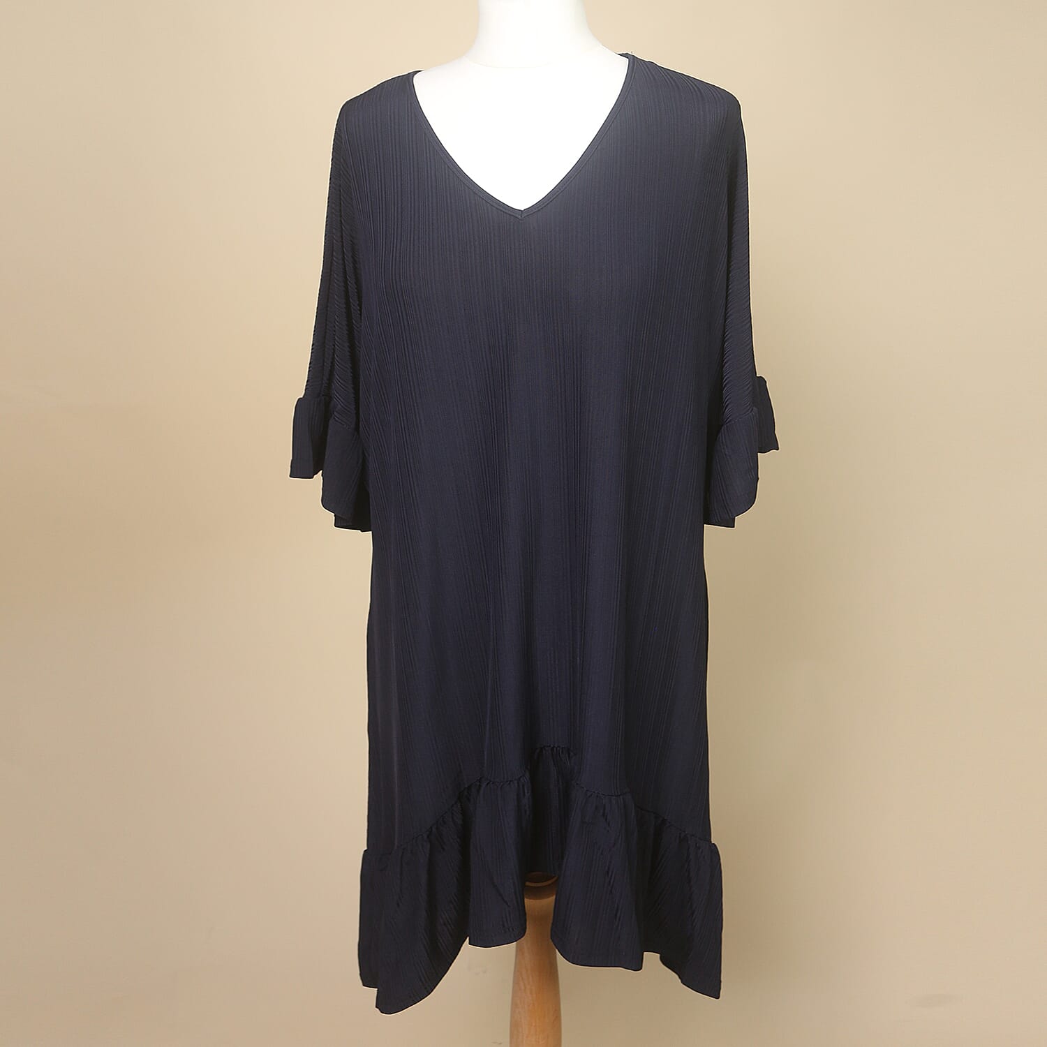 Nova of London High Low Tiered Hem Oversized Top (Size-S-M, Length - 92Cm) - Navy