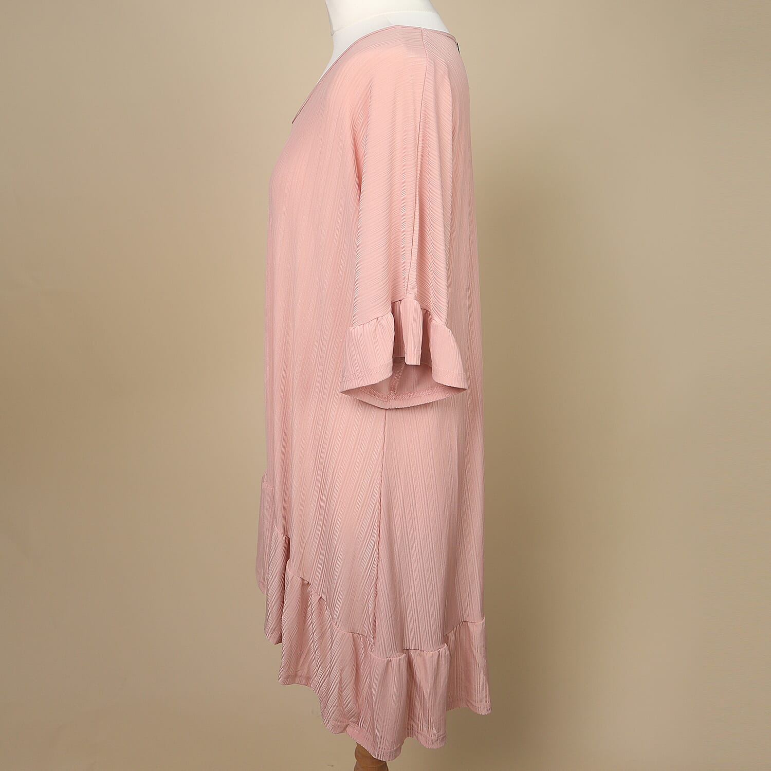 Nova of London High Low Tiered Hem Oversized Top (Size-M-L, Length - 95Cm) - Blush