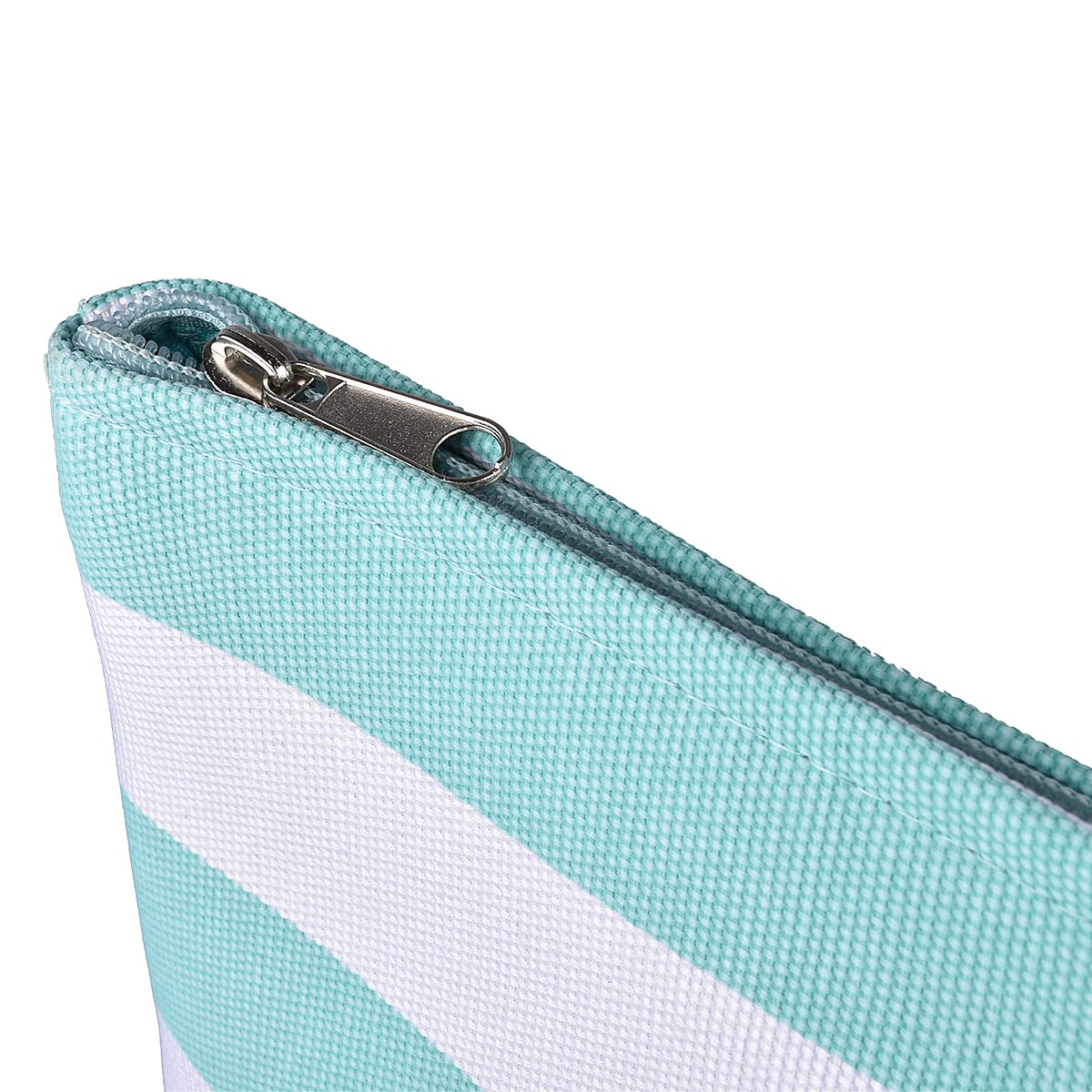 Turquoise Blue and White Striped Shopper Style Bag