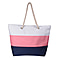 White, Pink and Navy Blue Stripe Design Shopper Style Bag