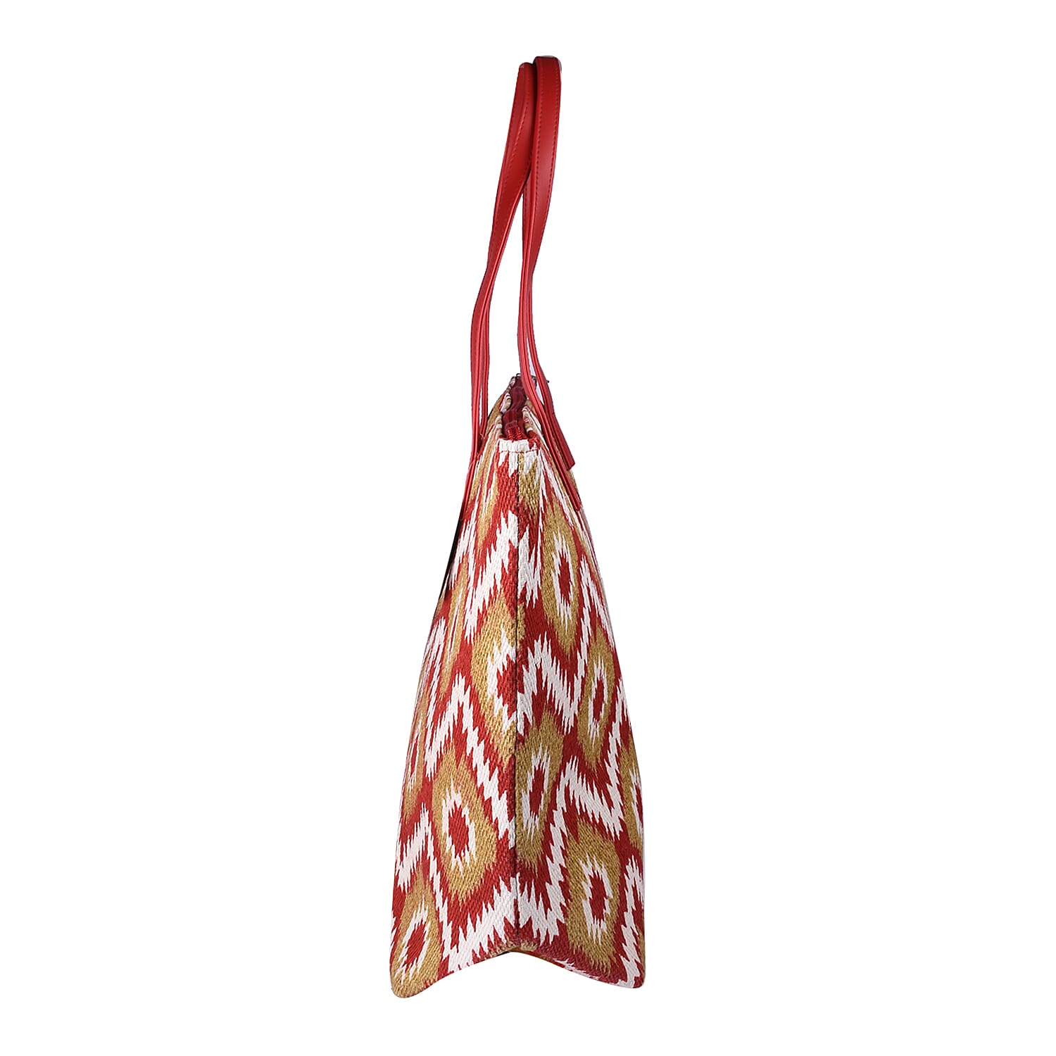 Red and Olive Green Aztec Print Design Shopper Style Bag