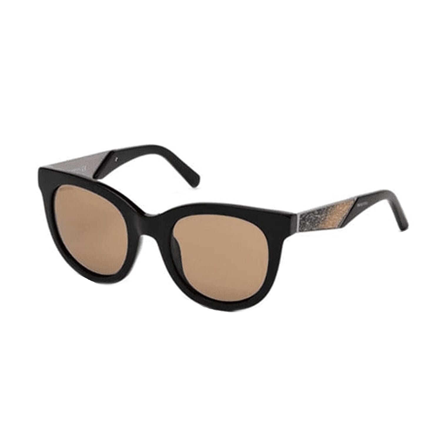 Womens Square Sunglasses With Brown Lenses And Crystal Encrusted Temples