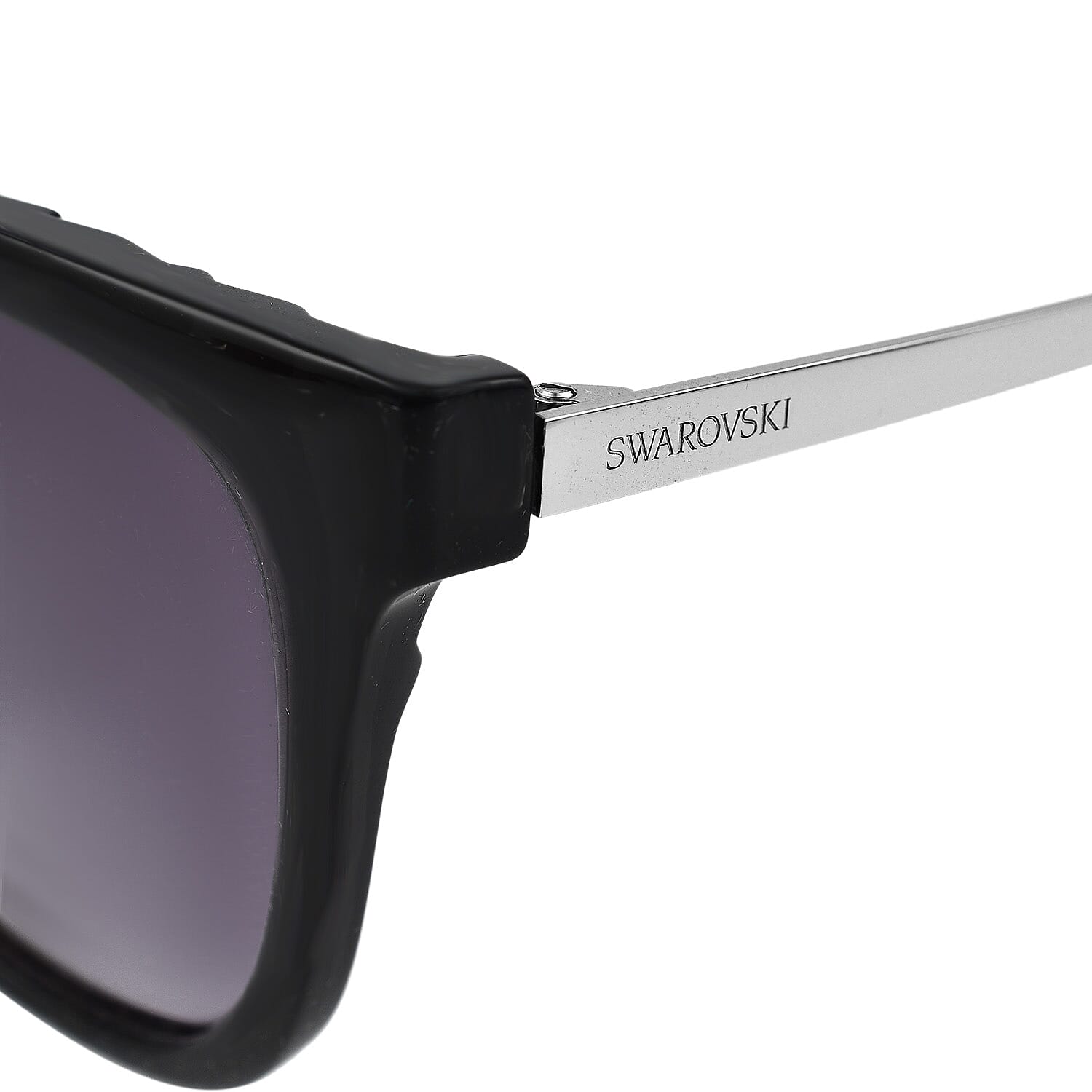 Womens Cat Eye Dark Grey Sunglasses With Grey Lenses And Silver Metal Temples