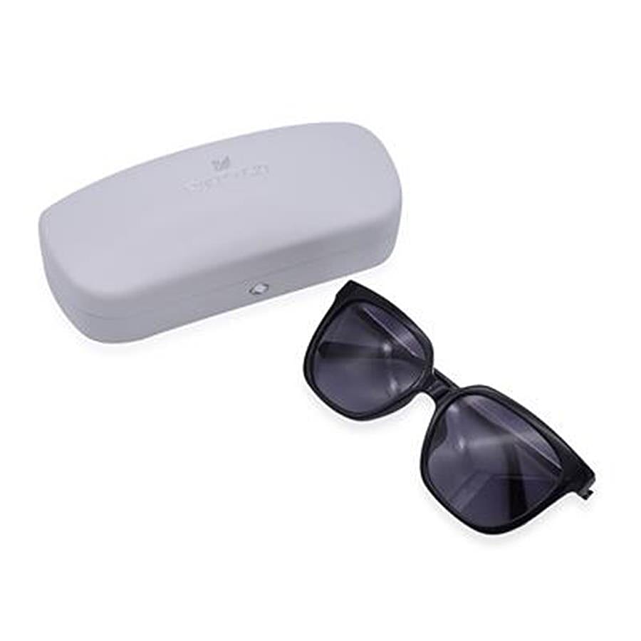 Womens Black Square Sunglasses With Metal Temples