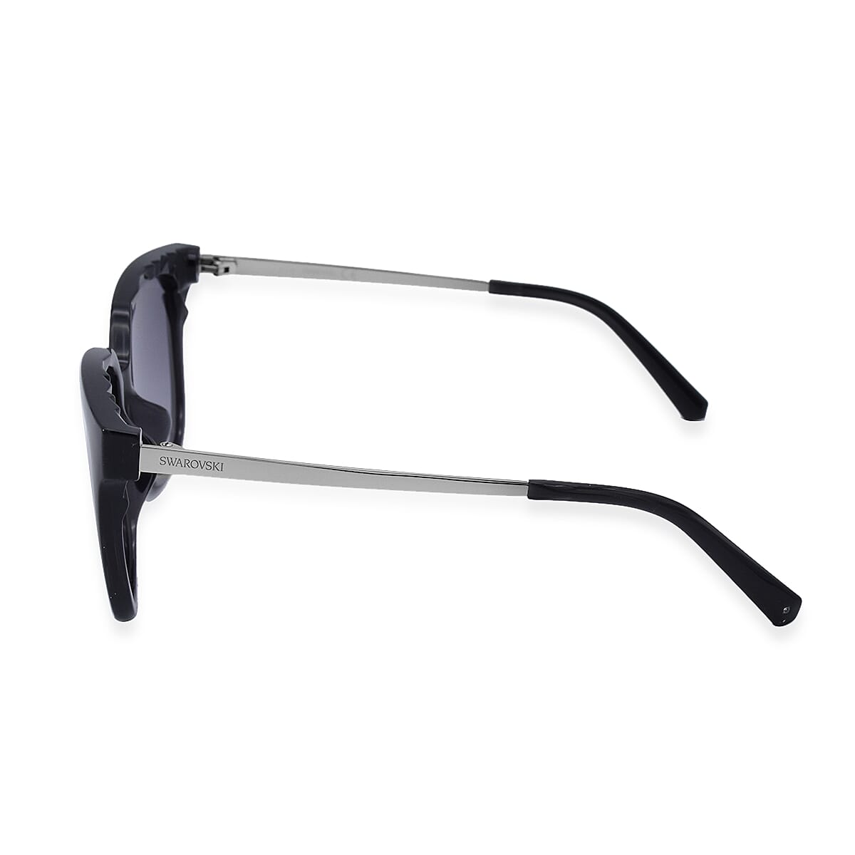 Womens Black Square Sunglasses With Metal Temples