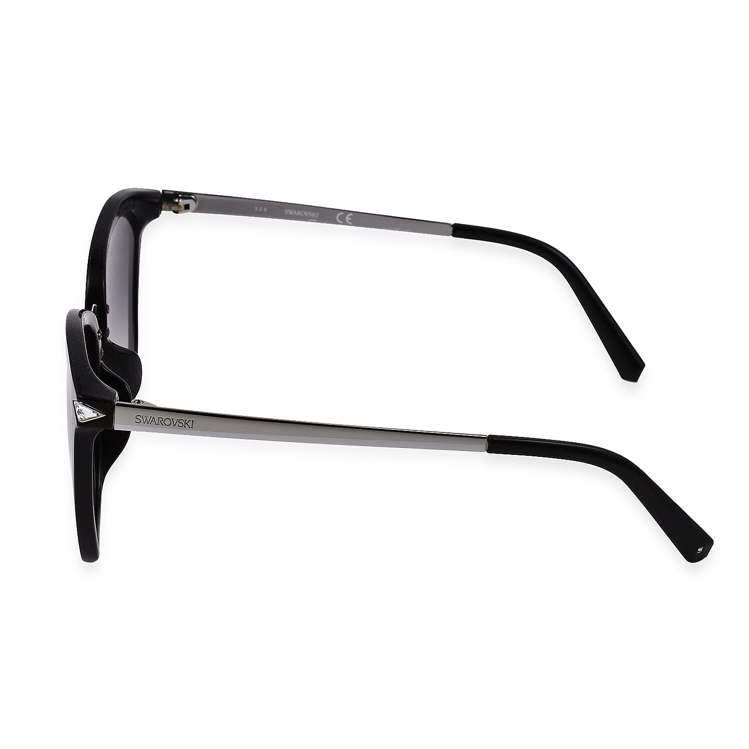 Womens Black Square Sunglasses with Metal Temples