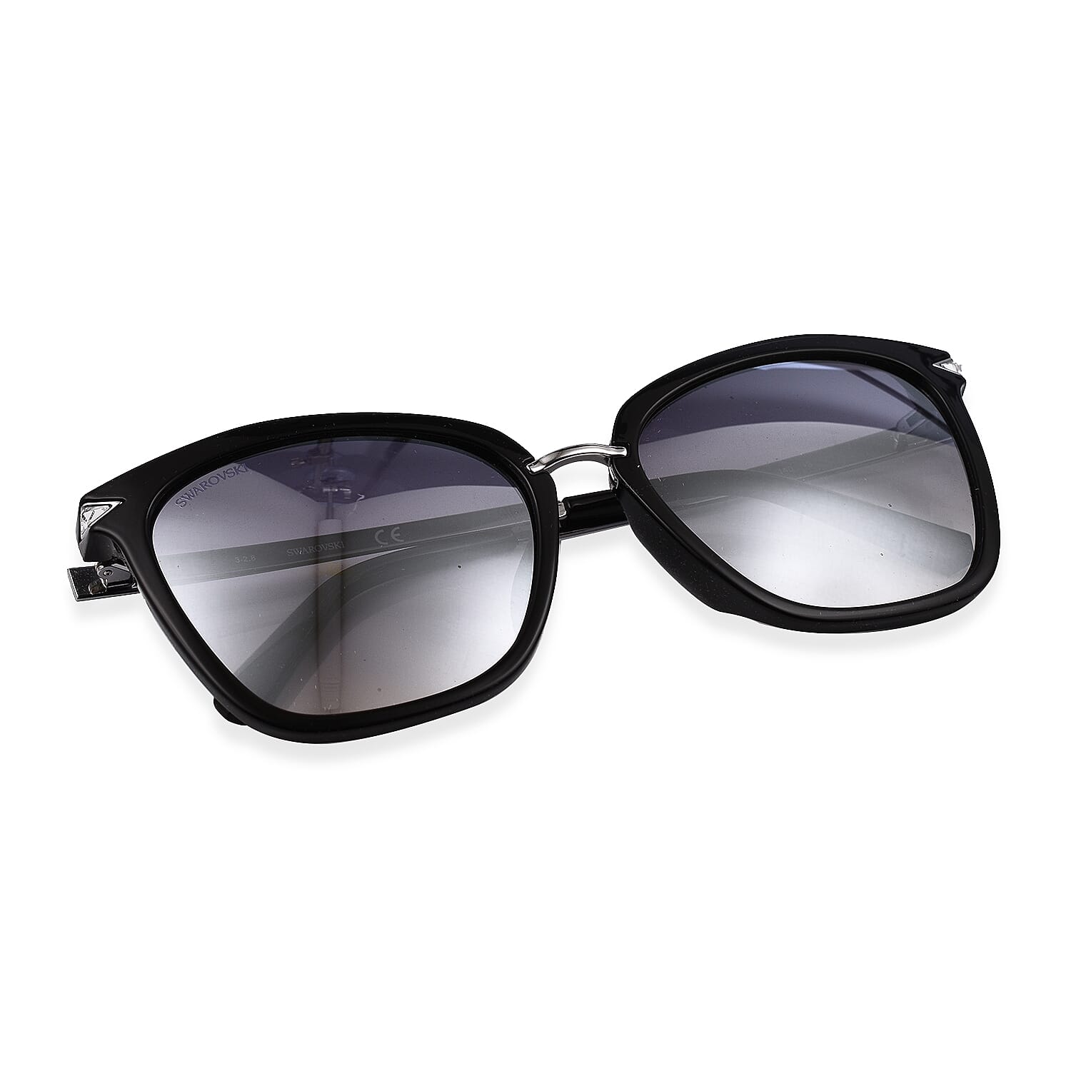 Womens Black Square Sunglasses with Metal Temples