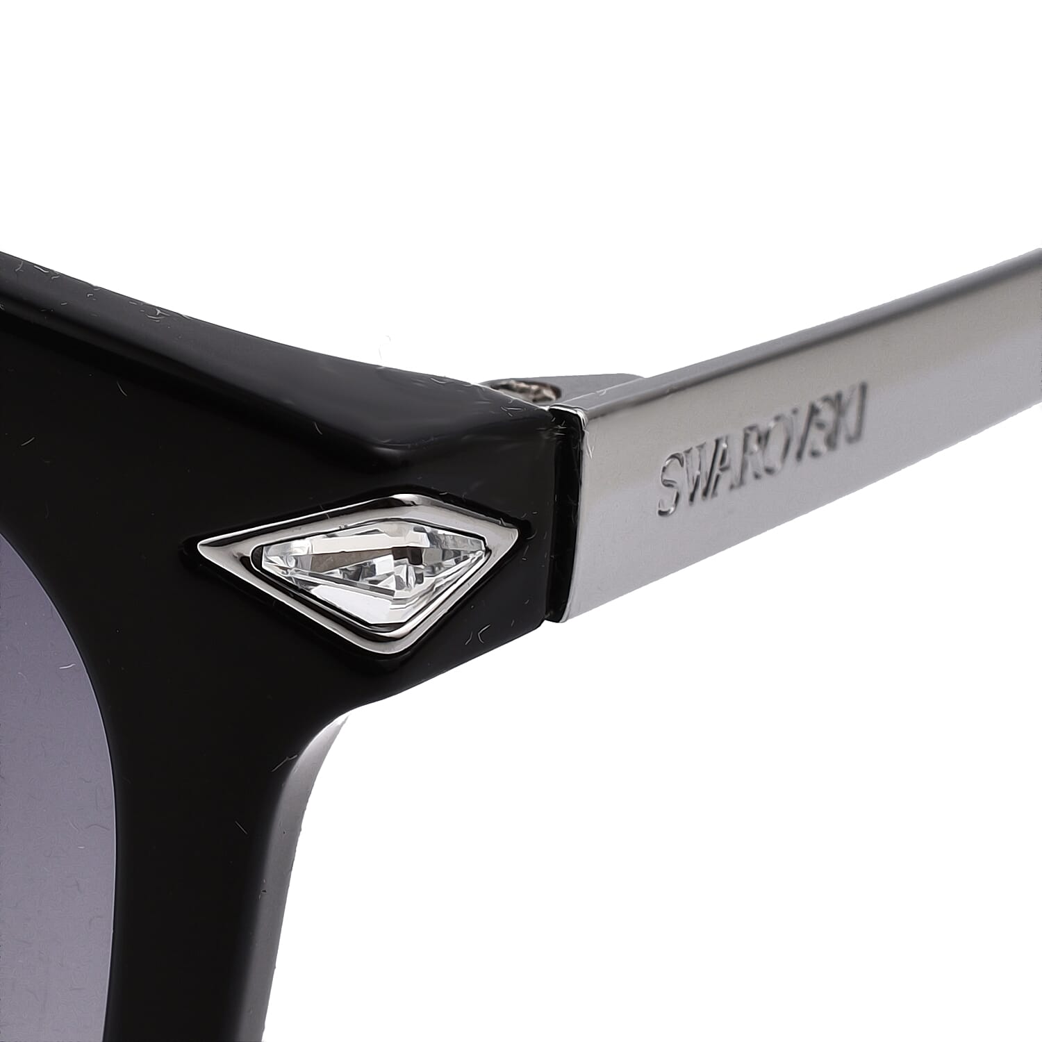 Womens Black Square Sunglasses with Metal Temples
