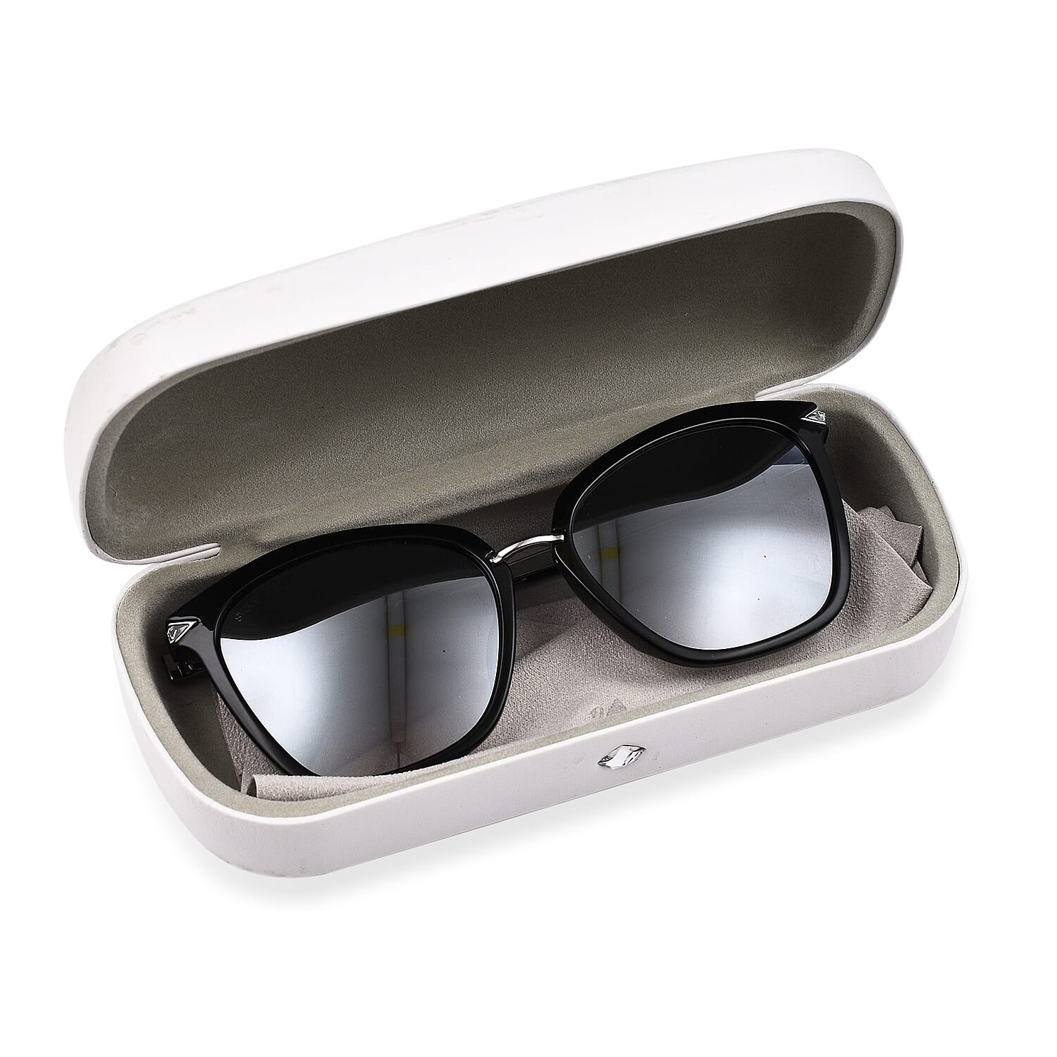 Womens Black Square Sunglasses with Metal Temples