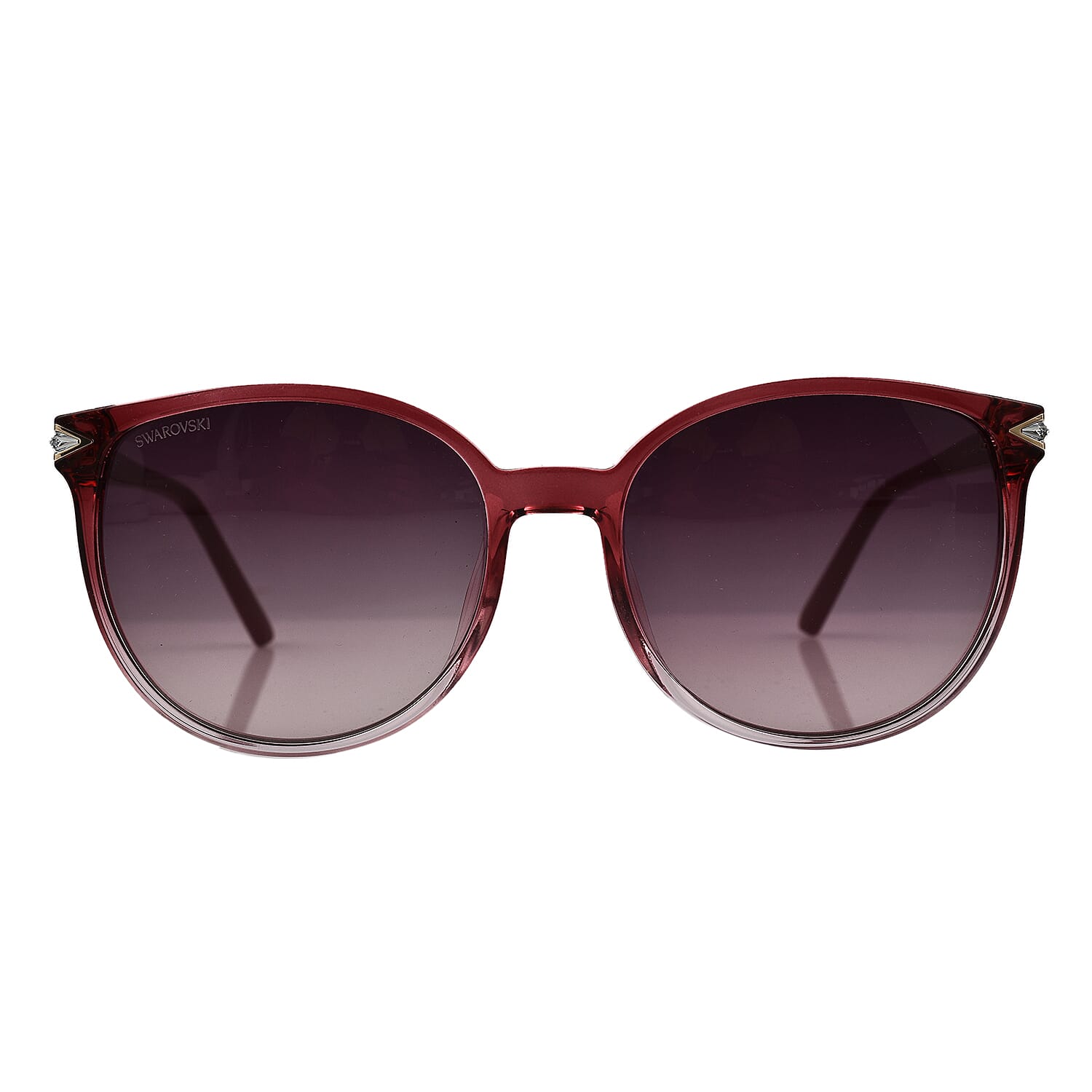 Swarovski Womens Red Faded Acetate Cat Eye Sunglasses With Grey Lenses