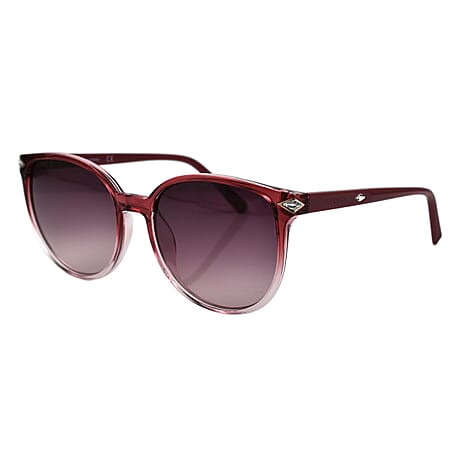 Swarovski Womens Red Faded Acetate Cat Eye Sunglasses With Grey Lenses