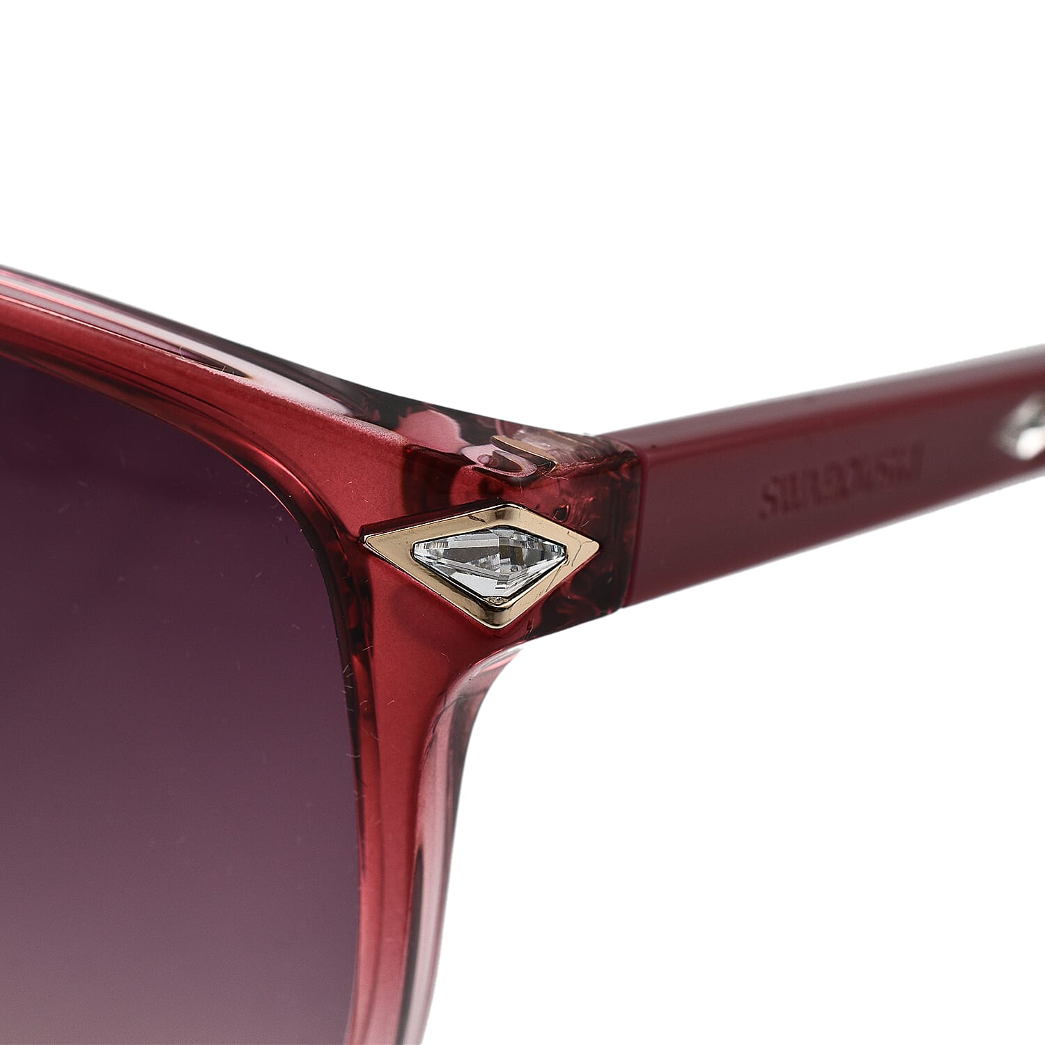 Swarovski Womens Red Faded Acetate Cat Eye Sunglasses With Grey Lenses