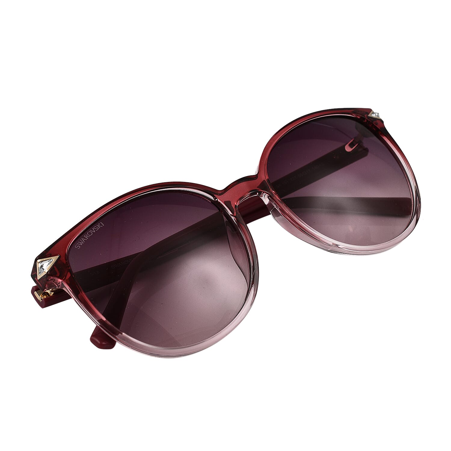 Swarovski Womens Red Faded Acetate Cat Eye Sunglasses With Grey Lenses