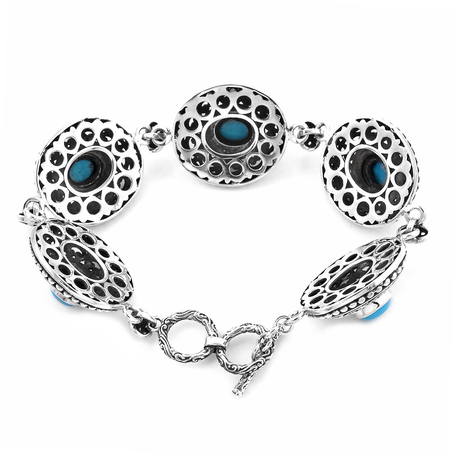 Exclusive Edition - AAA Arizona Sleeping Beauty Turquoise Bracelet (Size 8) in Sterling Silver 4.50 Ct, Silver Wt. 29.30 Gms.