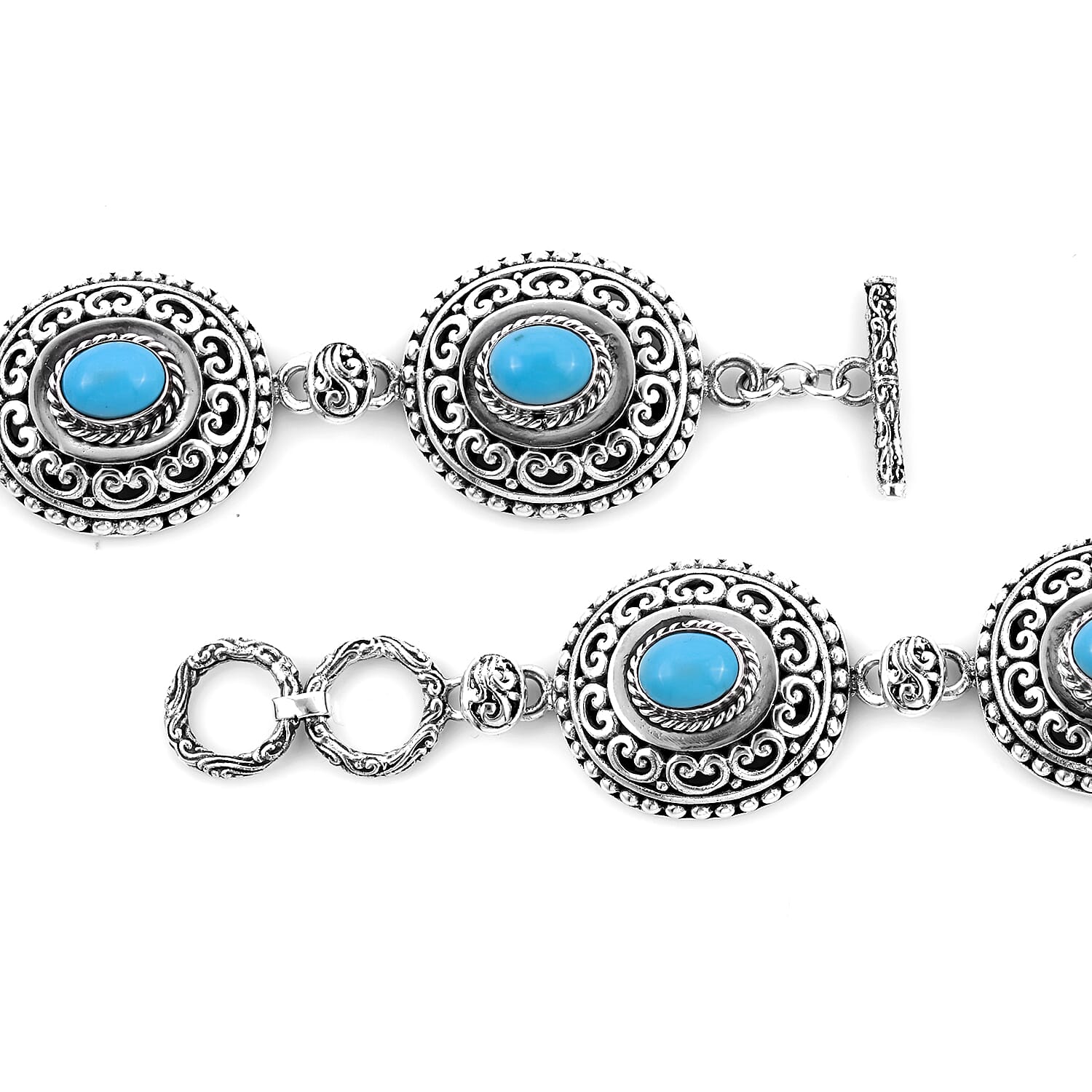 Exclusive Edition - AAA Arizona Sleeping Beauty Turquoise Bracelet (Size 8) in Sterling Silver 4.50 Ct, Silver Wt. 29.30 Gms.