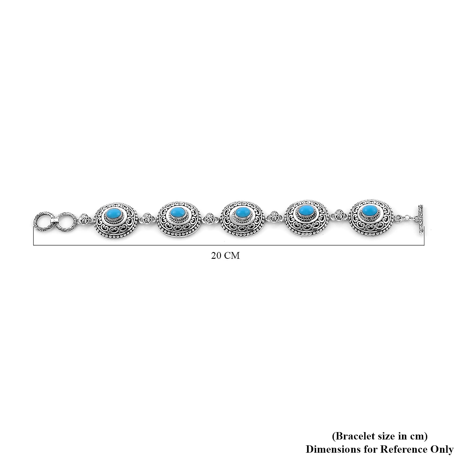 Exclusive Edition - AAA Arizona Sleeping Beauty Turquoise Bracelet (Size 8) in Sterling Silver 4.50 Ct, Silver Wt. 29.30 Gms.