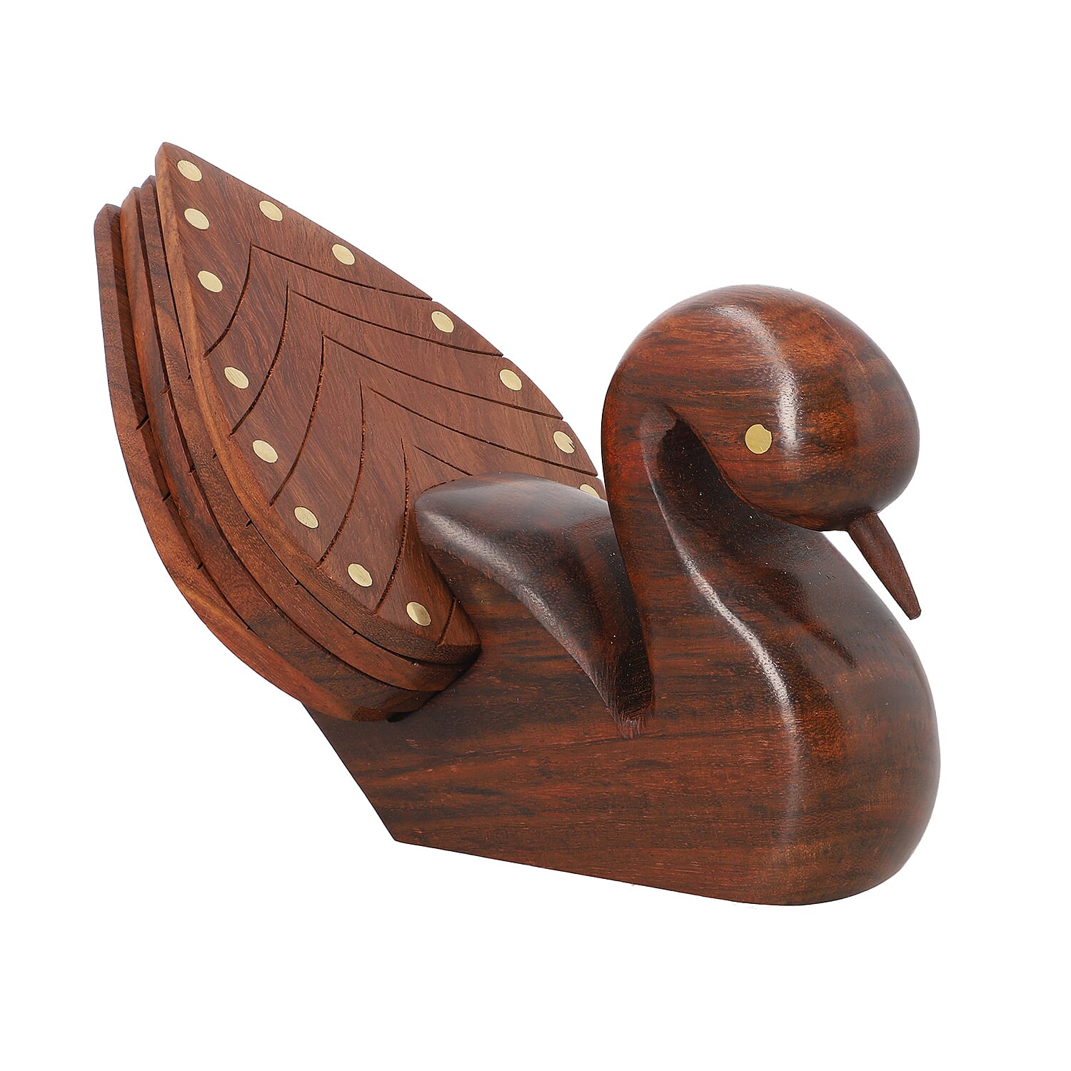 Set of 4 - Handcrafted Duck Wooden Coaster (Size 18x13x11Cm)