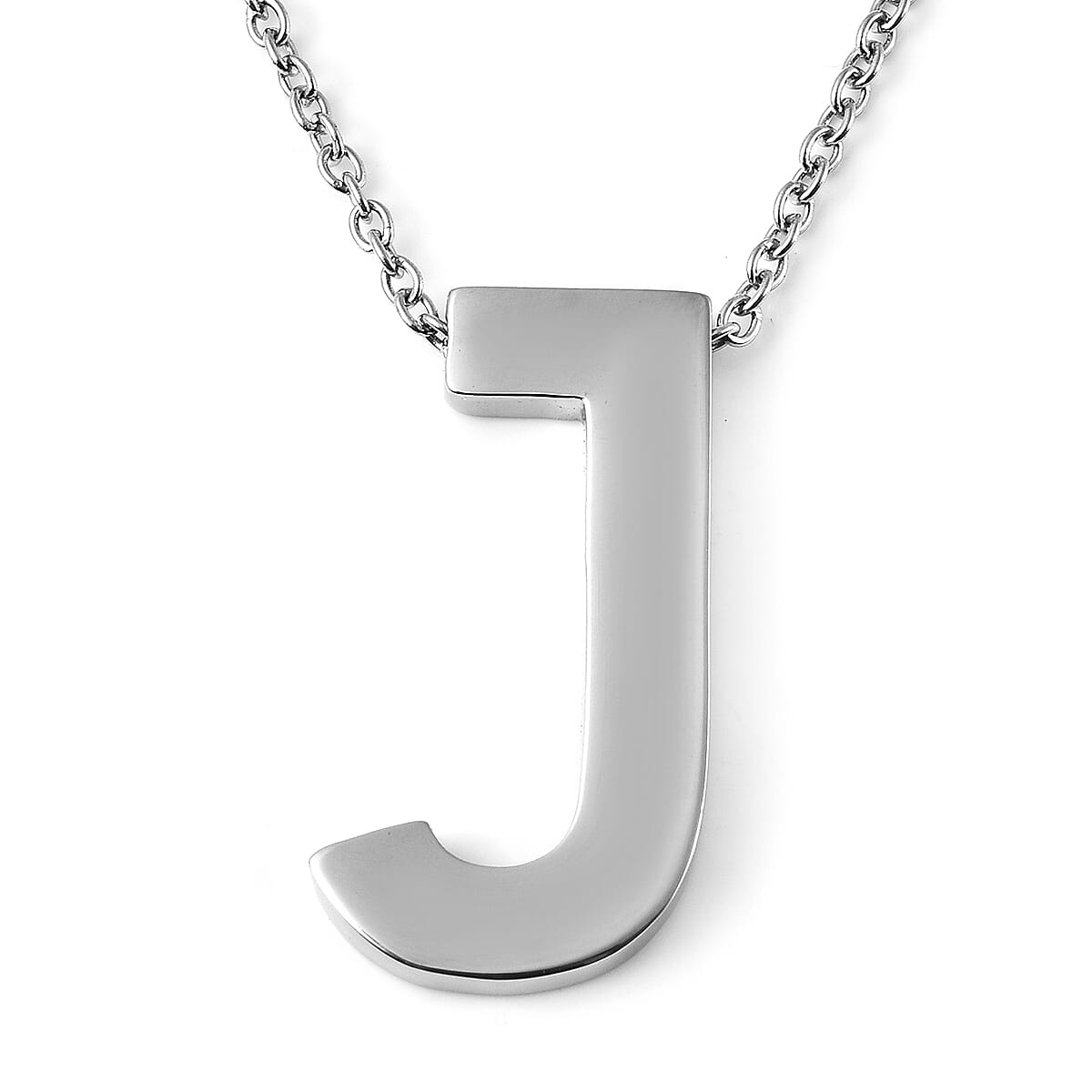 Initial J Necklace (Size - 20) in Stainless Steel