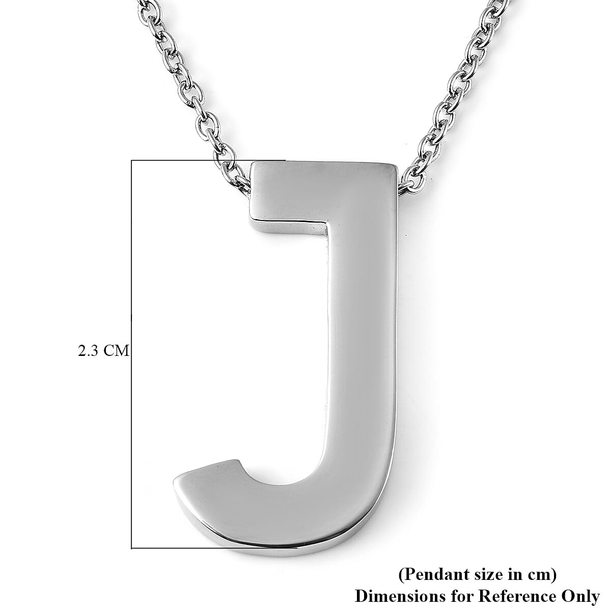 Initial J Necklace (Size - 20) in Stainless Steel