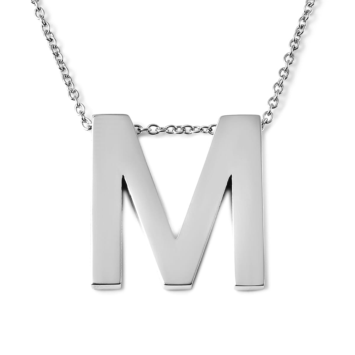 Initial M Necklace (Size - 20) in Stainless Steel