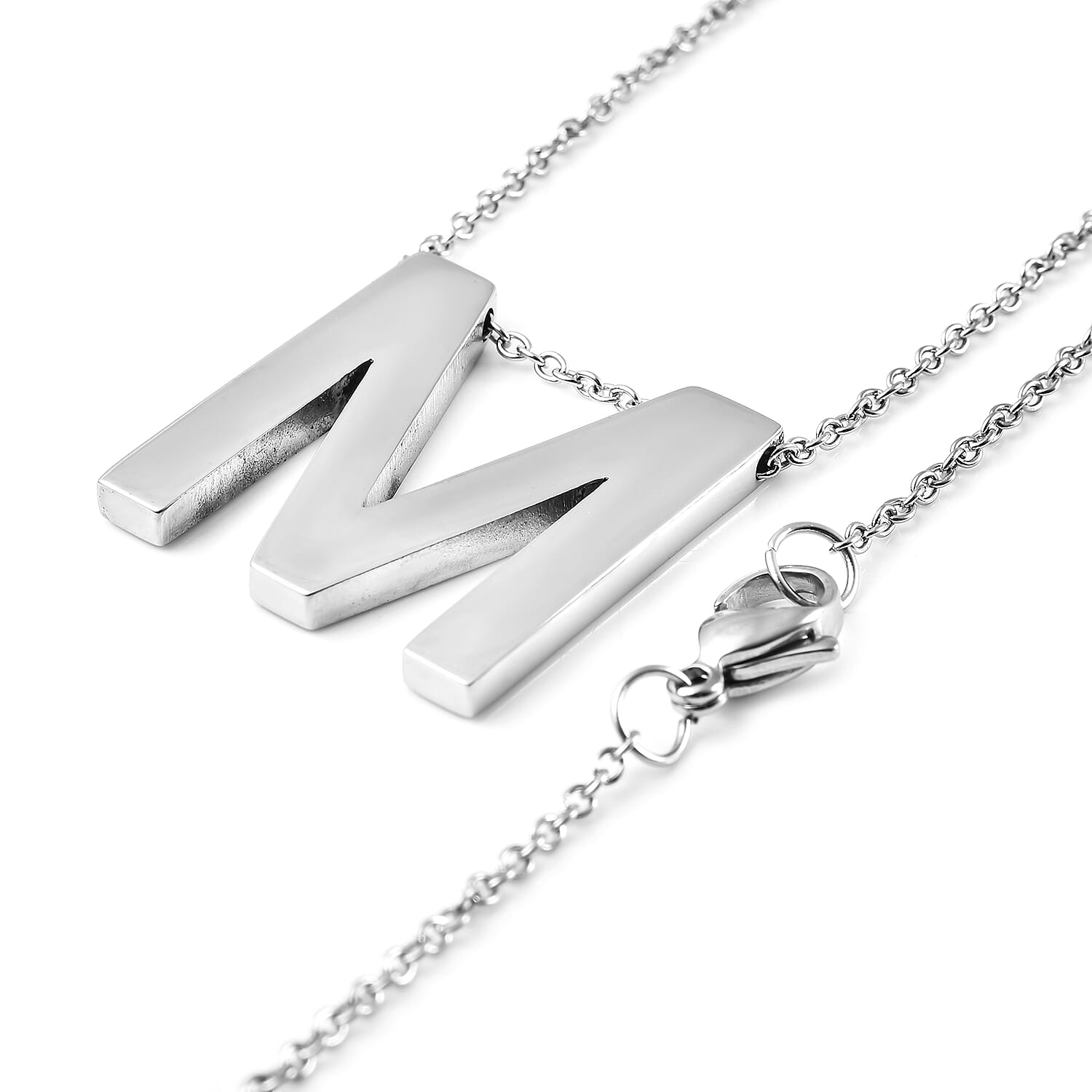 Initial M Necklace (Size - 20) in Stainless Steel