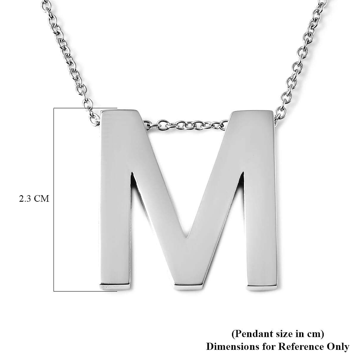 Initial M Necklace (Size - 20) in Stainless Steel