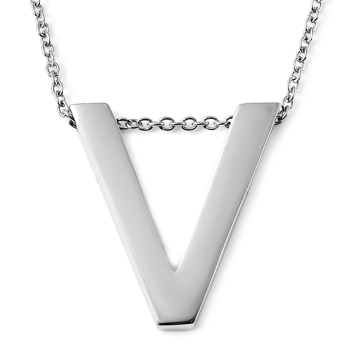 Initial V Necklace (Size - 20) in Stainless Steel