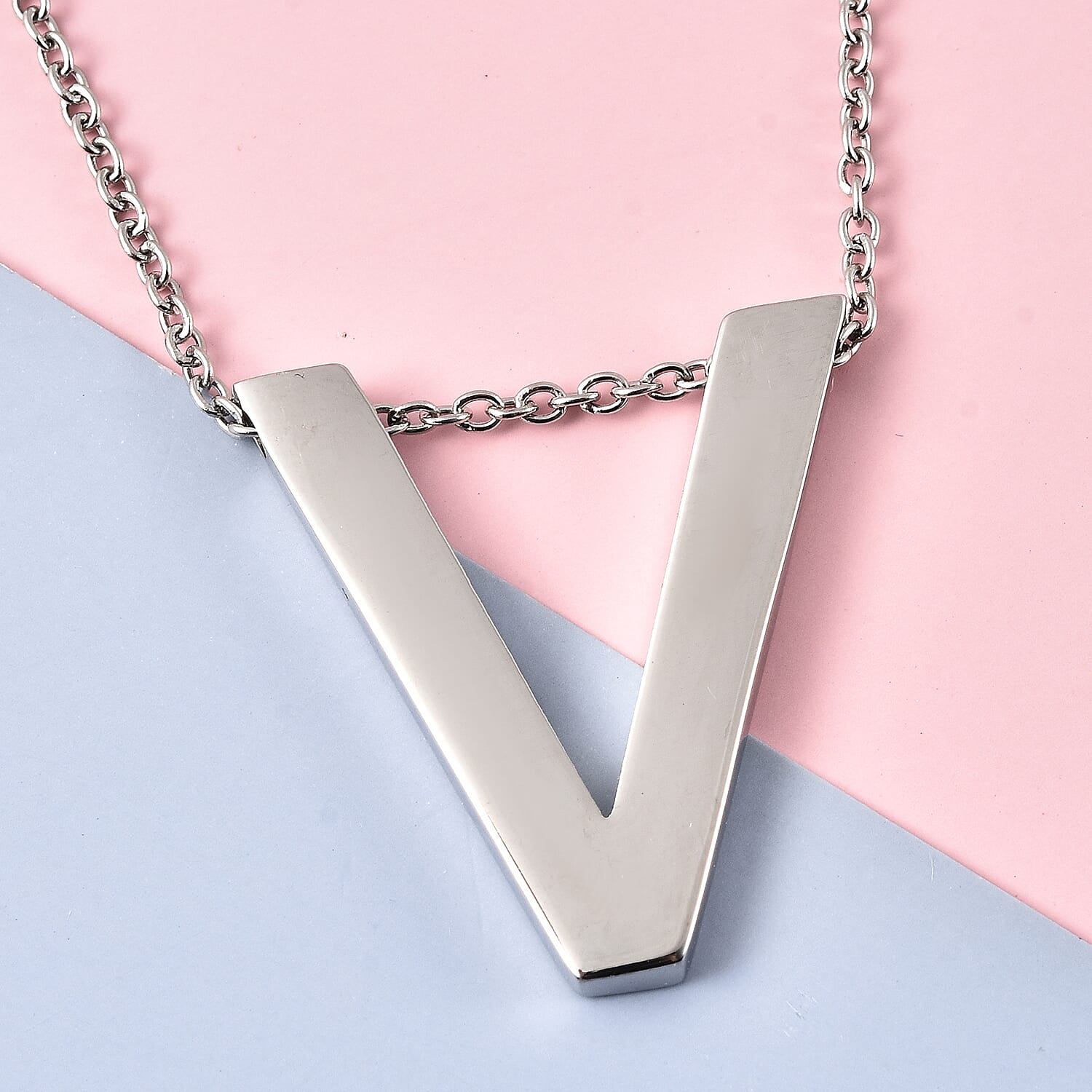 Initial V Necklace (Size - 20) in Stainless Steel
