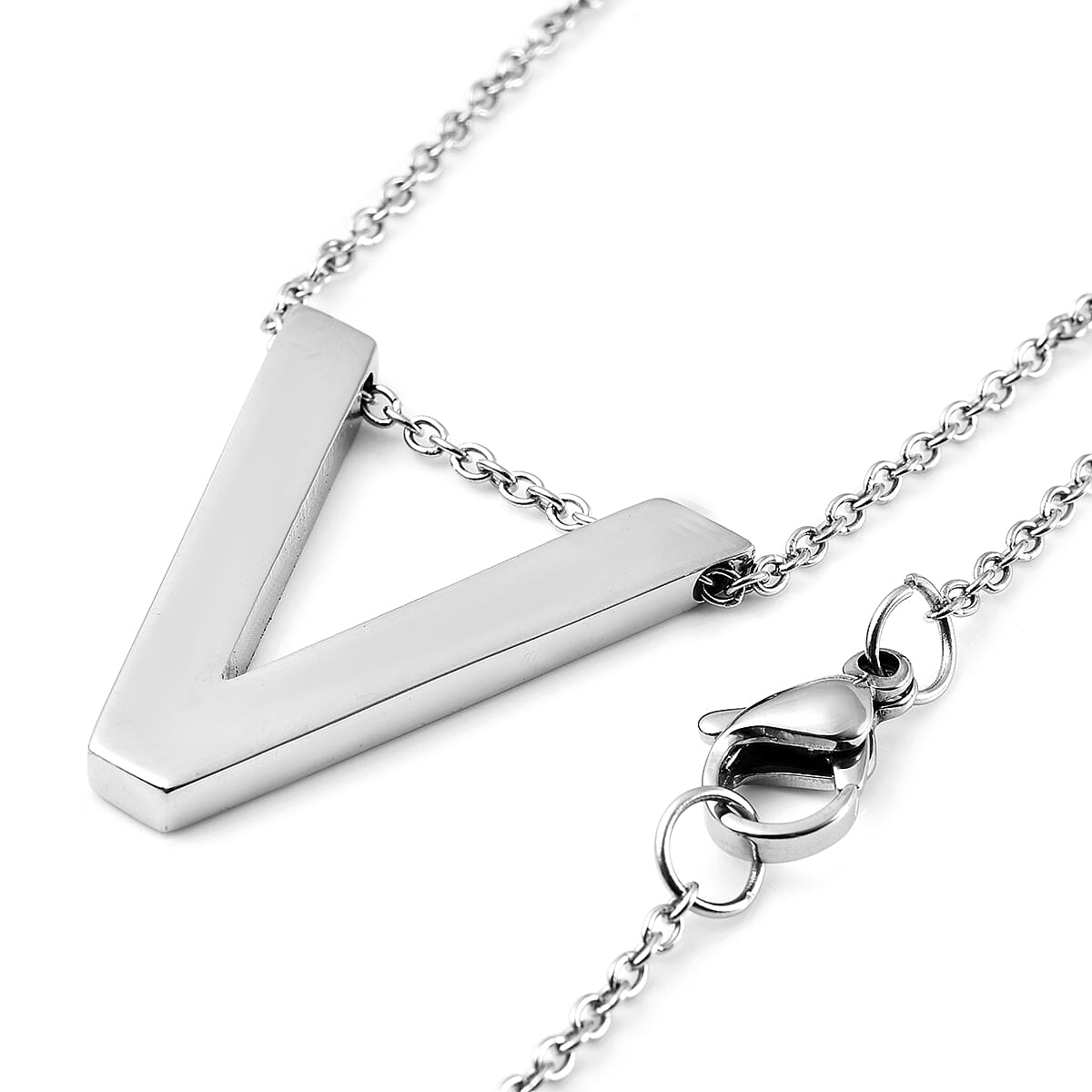 Initial V Necklace (Size - 20) in Stainless Steel