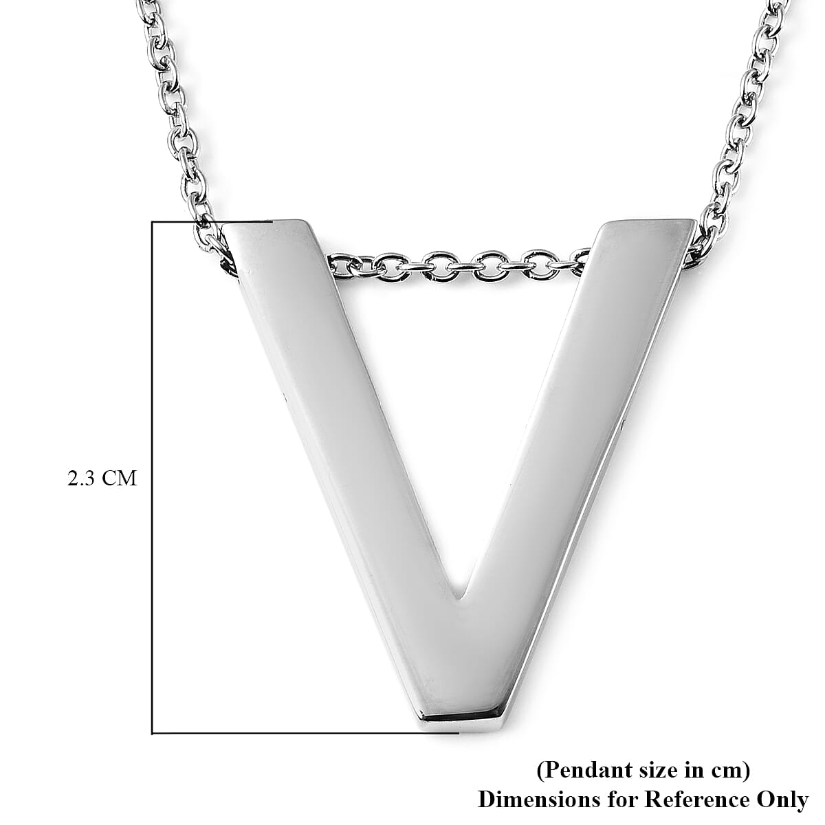 Initial V Necklace (Size - 20) in Stainless Steel
