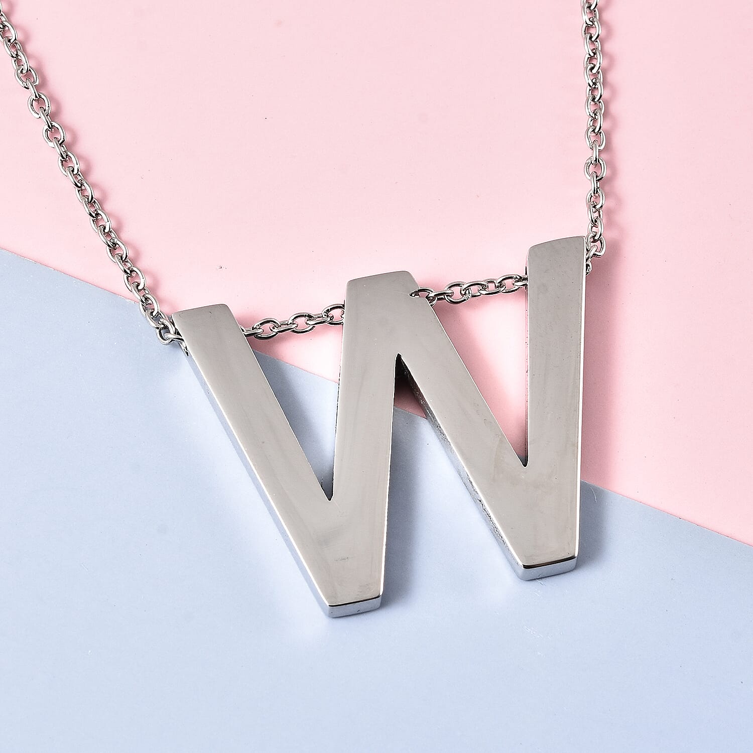 Initial W Necklace (Size - 20) in Stainless Steel