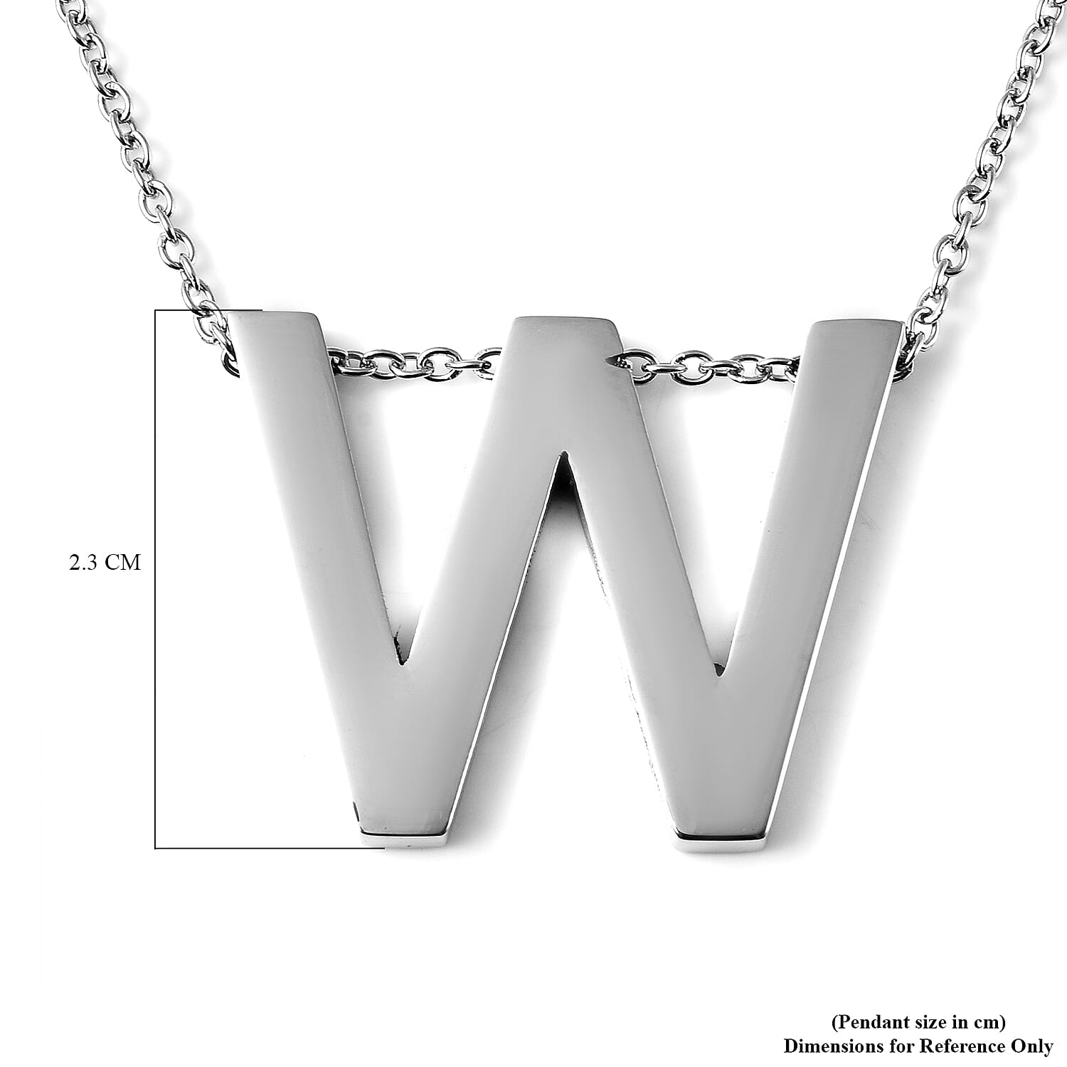 Initial W Necklace (Size - 20) in Stainless Steel