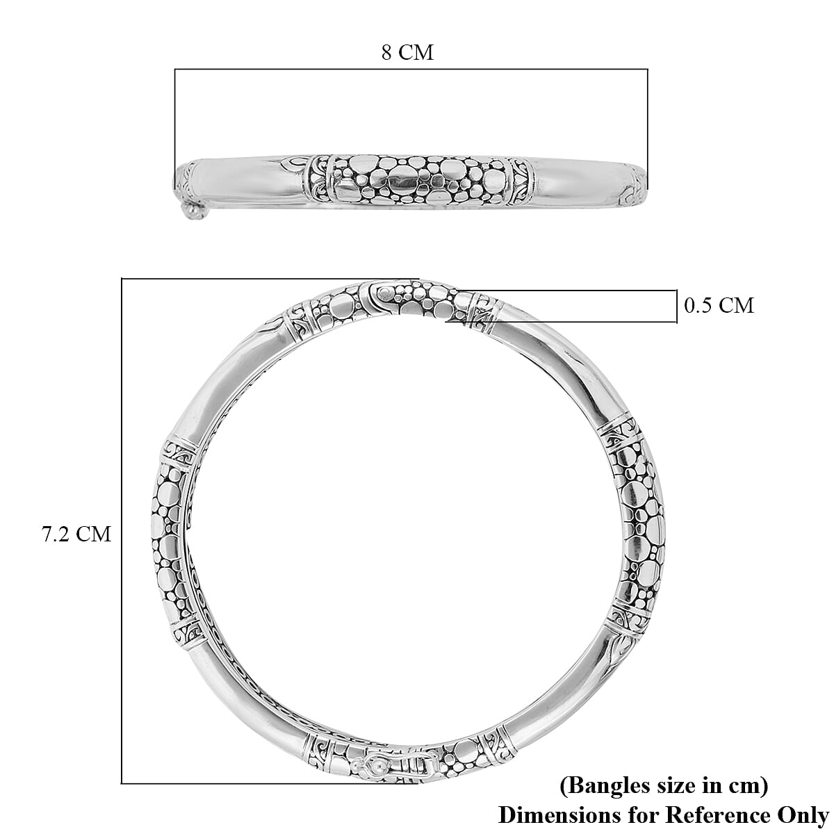 Sterling Silver Bangle (Size 8), Silver Wt. 26.00 Gms