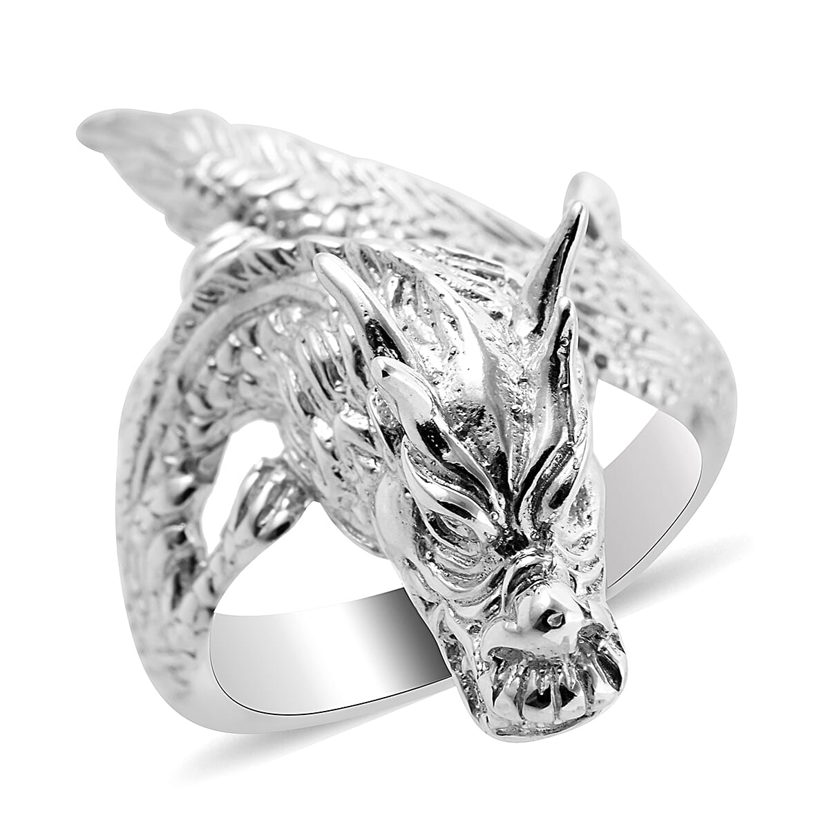 One Time Deal- Sterling Silver Dragon Ring, Silver wt 8.00 Gms