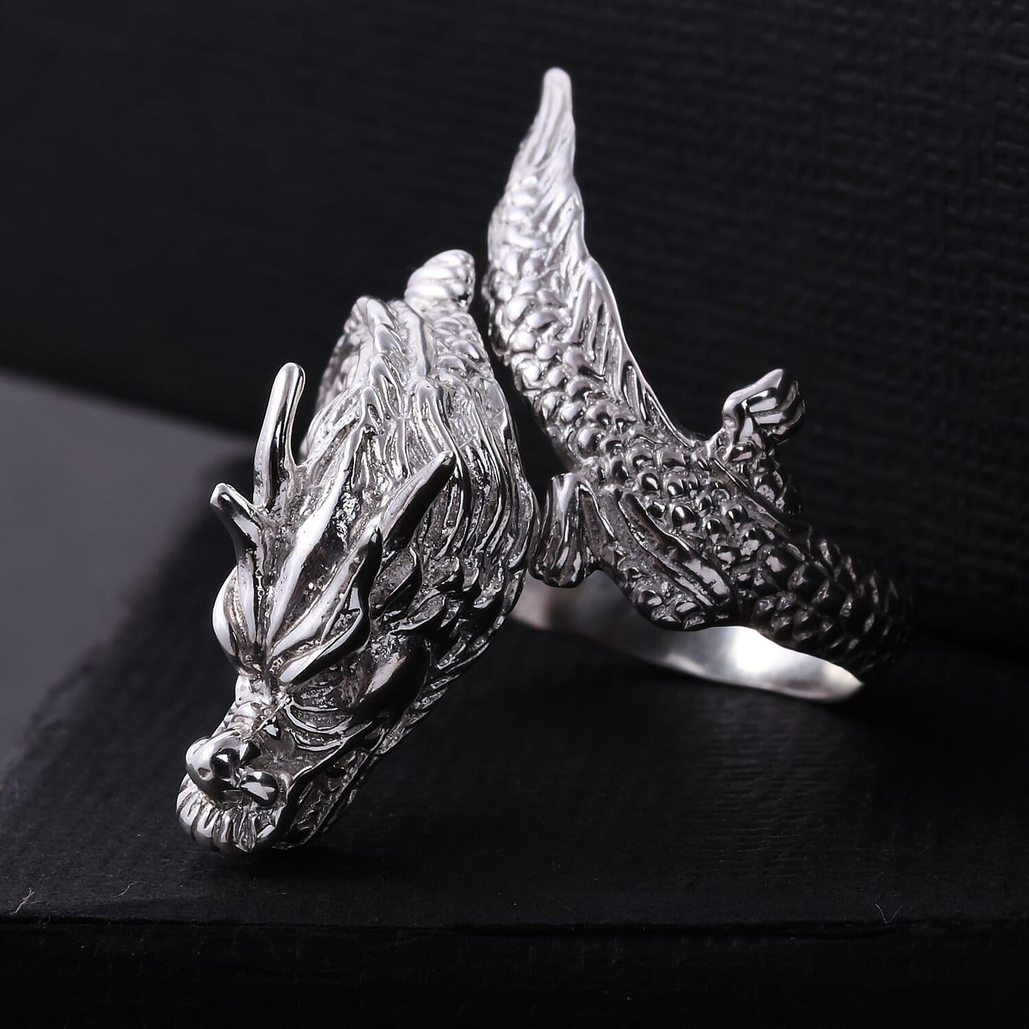 One Time Deal- Sterling Silver Dragon Ring, Silver wt 8.00 Gms