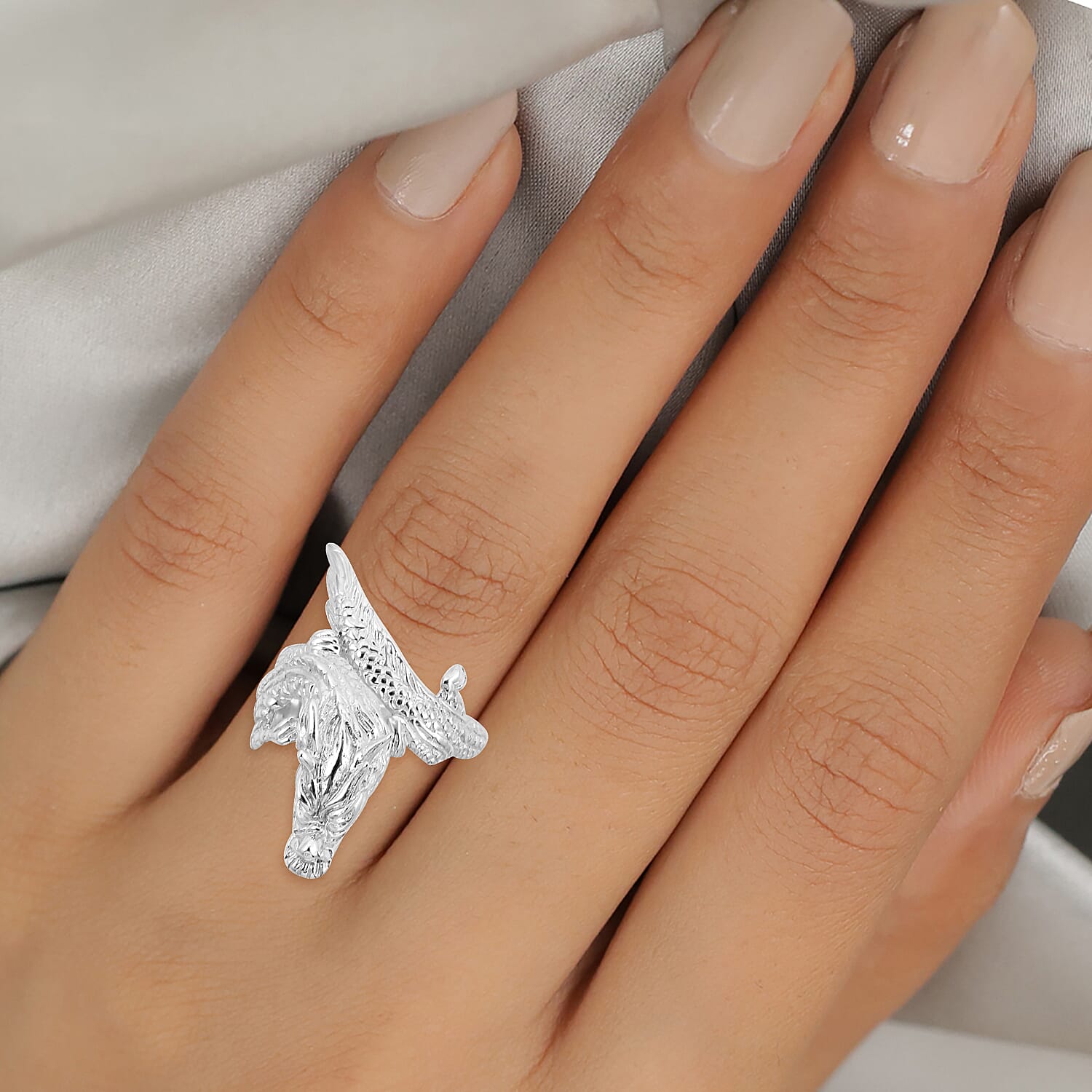 One Time Deal- Sterling Silver Dragon Ring, Silver wt 8.00 Gms