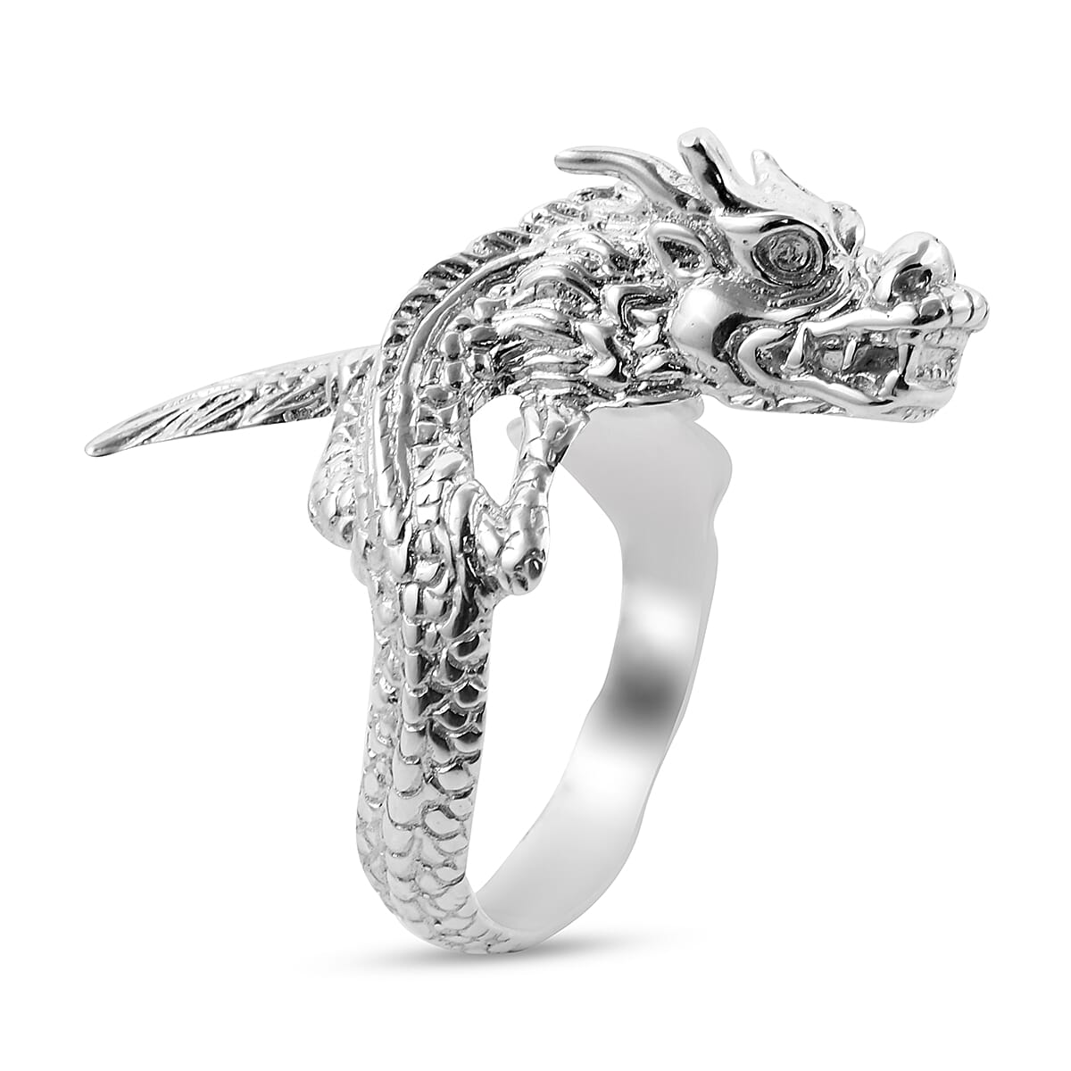 One Time Deal- Sterling Silver Dragon Ring, Silver wt 8.00 Gms