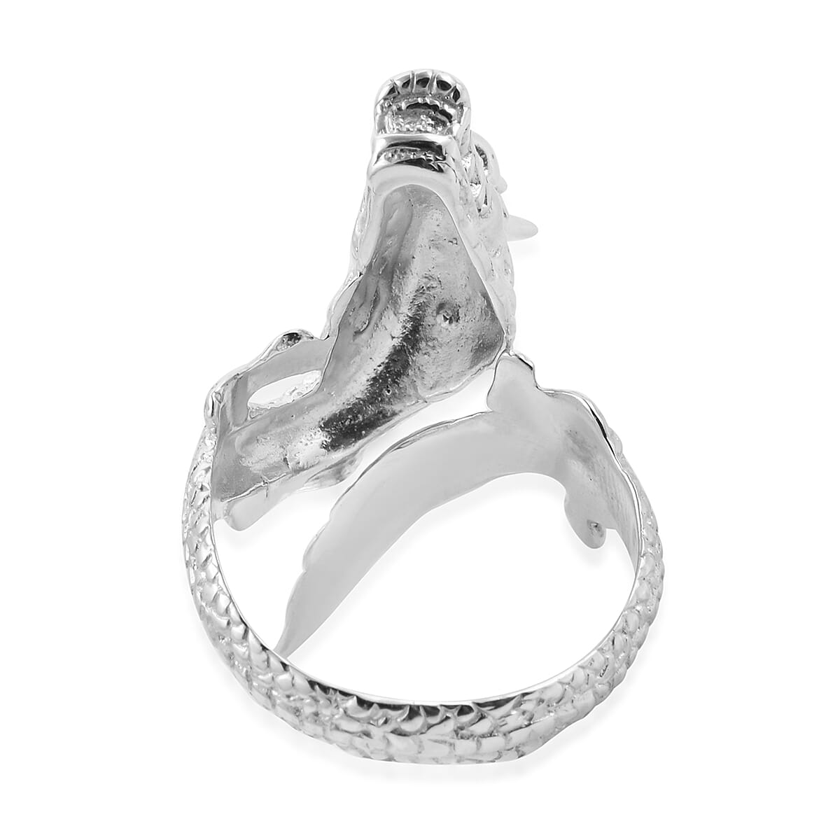 One Time Deal- Sterling Silver Dragon Ring, Silver wt 8.00 Gms
