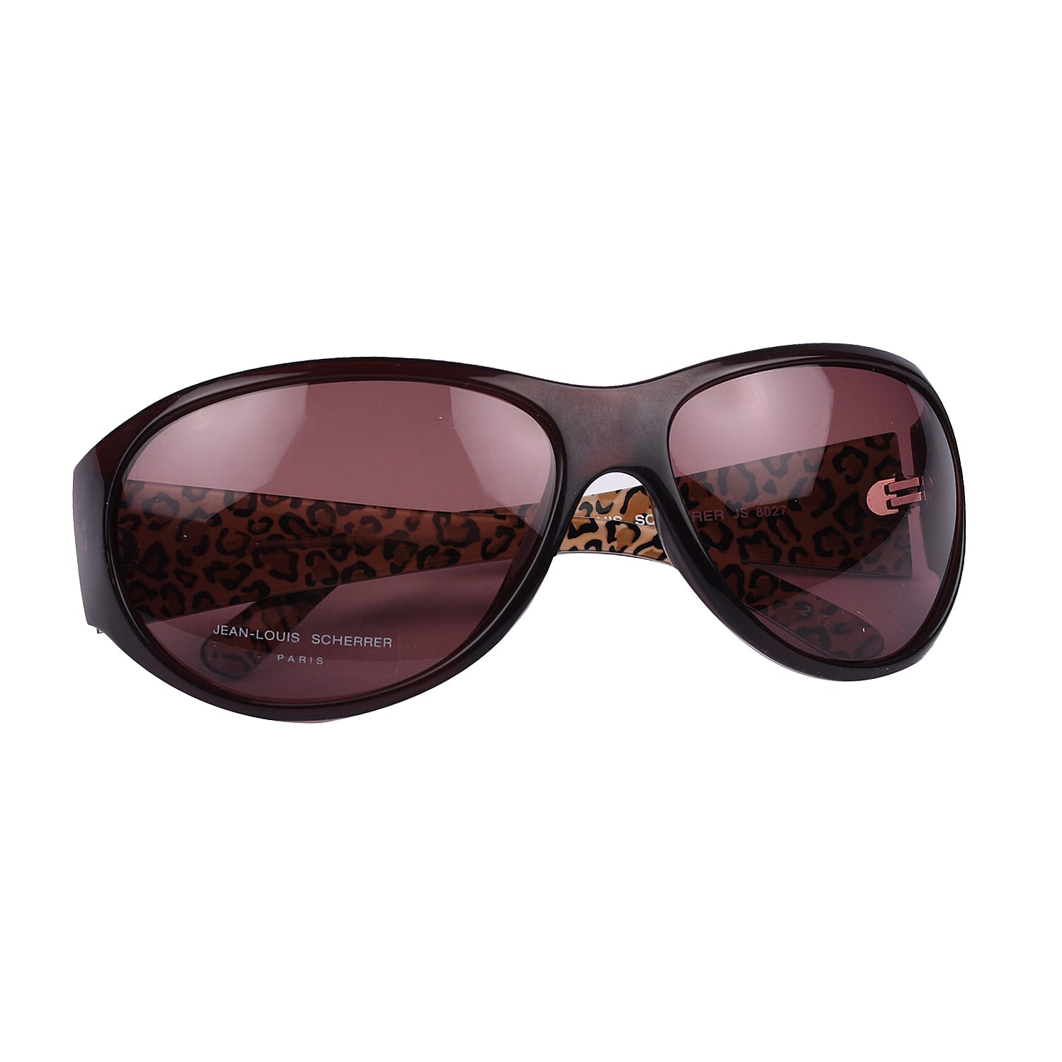 Jean Louis Ladies Oversized Brown Sunglasses with Brown Lenses and Leopard Print