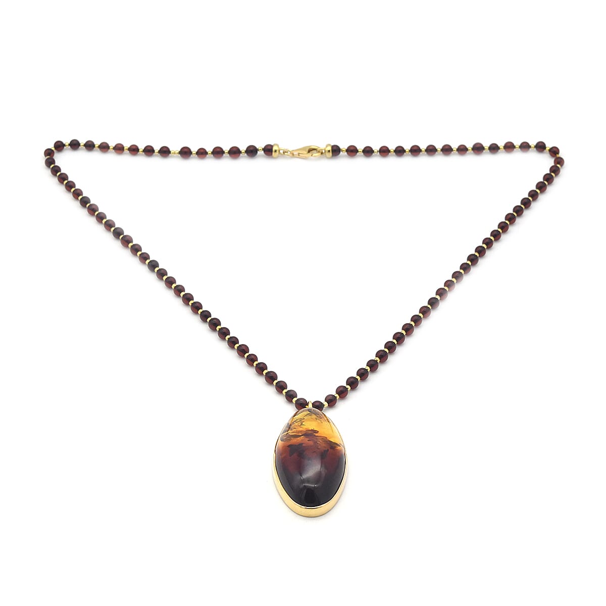 Natural Baltic Amber Necklace (Size 22) in Yellow Gold Overlay Sterling Silver