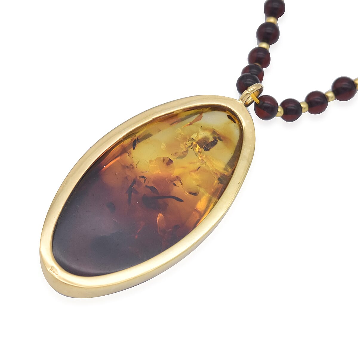 Natural Baltic Amber Necklace (Size 22) in Yellow Gold Overlay Sterling Silver
