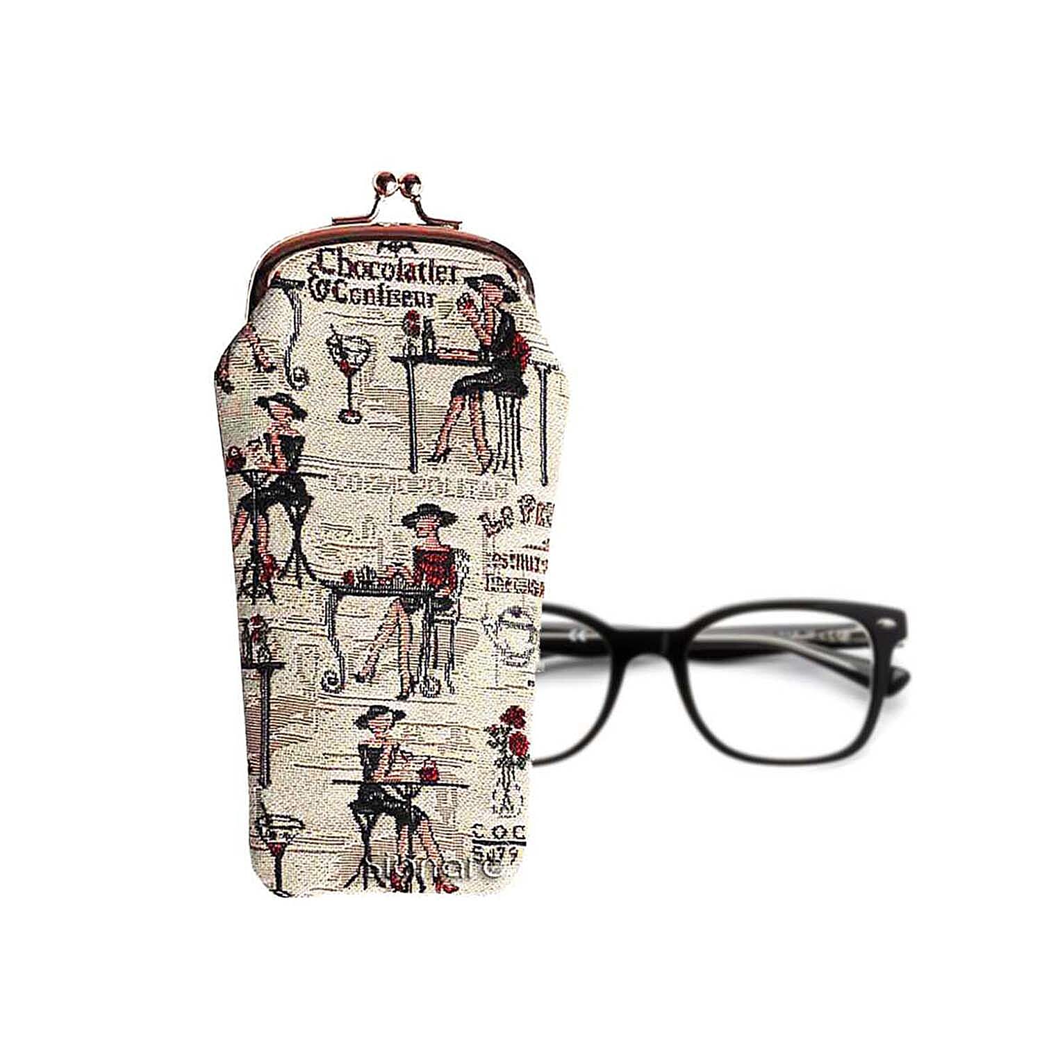 Signare Tapestry - Rendezvous Glasses Pouch Bag in Beige (Size 10x19x5cm)