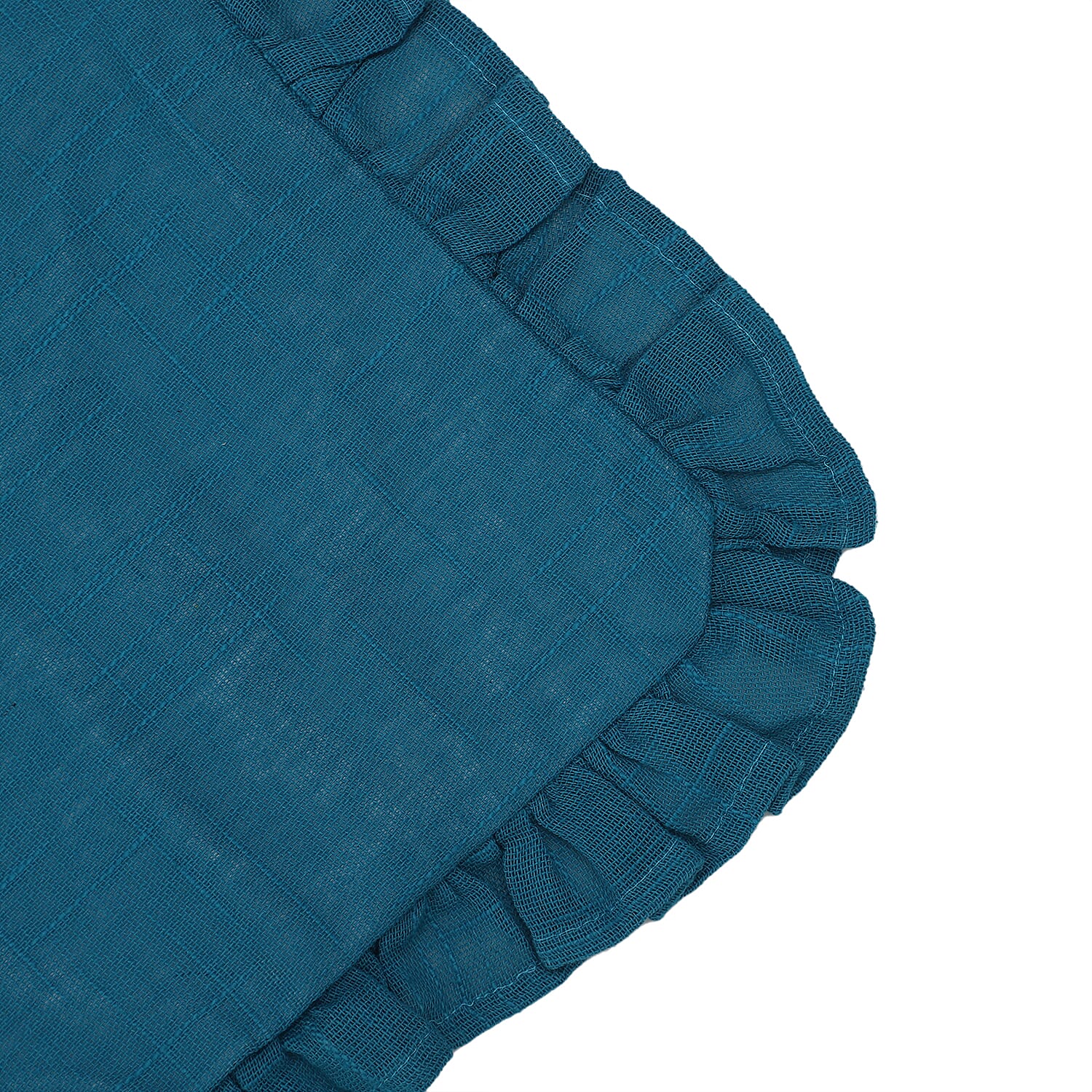 Set of 2  Cottton Linen Solid Cushion Cover with Ruffled Flange - Teal