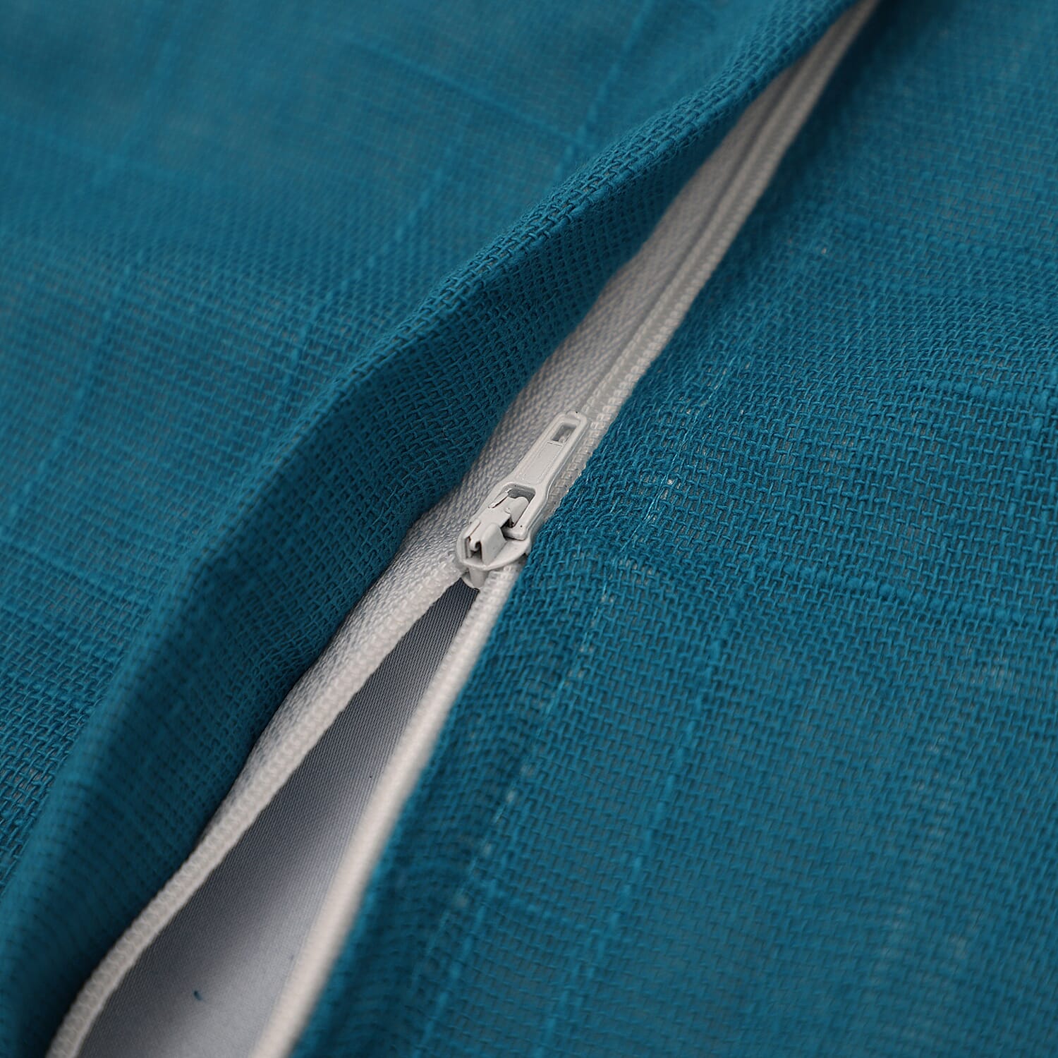 Set of 2  Cottton Linen Solid Cushion Cover with Ruffled Flange - Teal