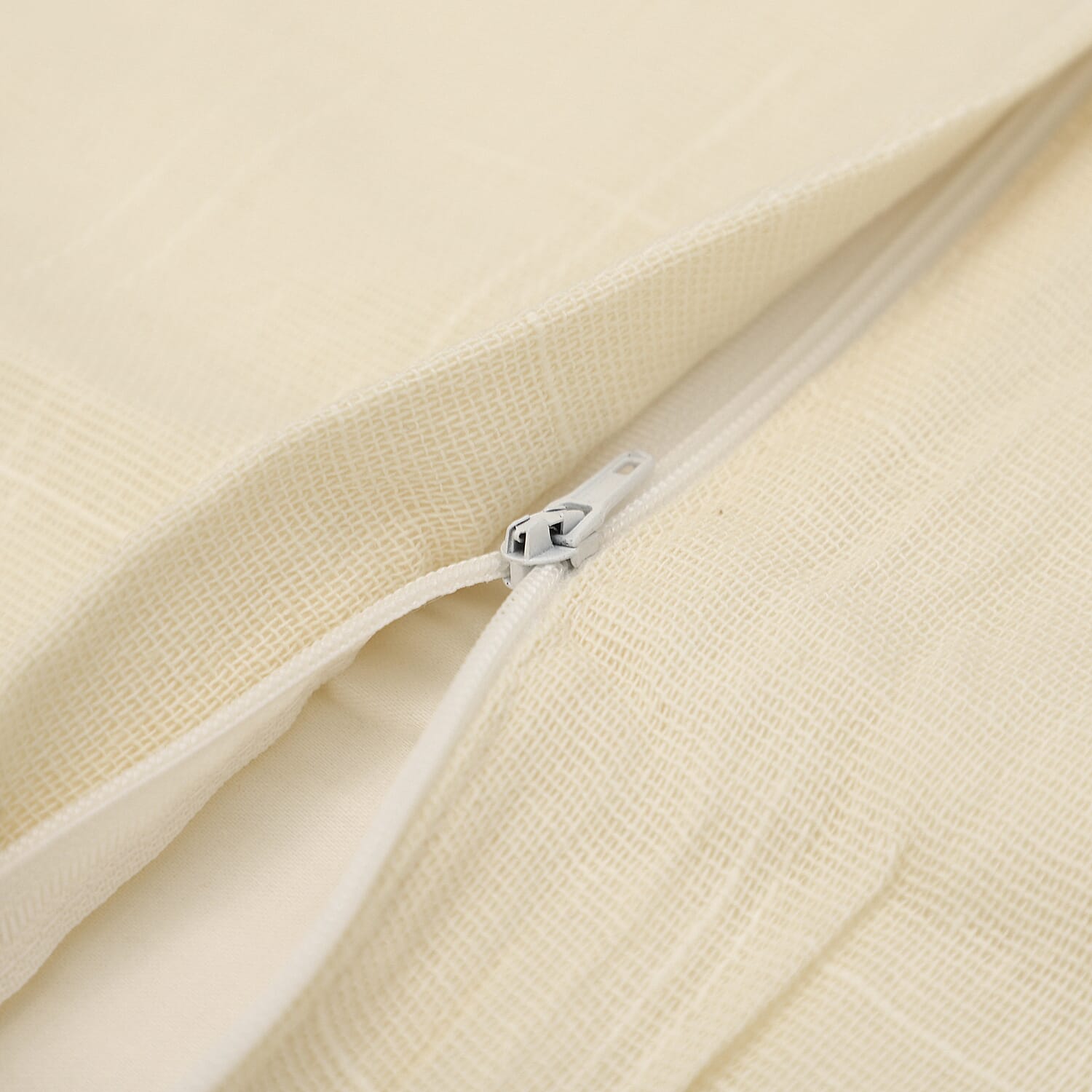 Set of 2 Cotton Linen Solid Cushion Cover with Ruffled Flange (Size - 45x4 Cm) - Butter Cream