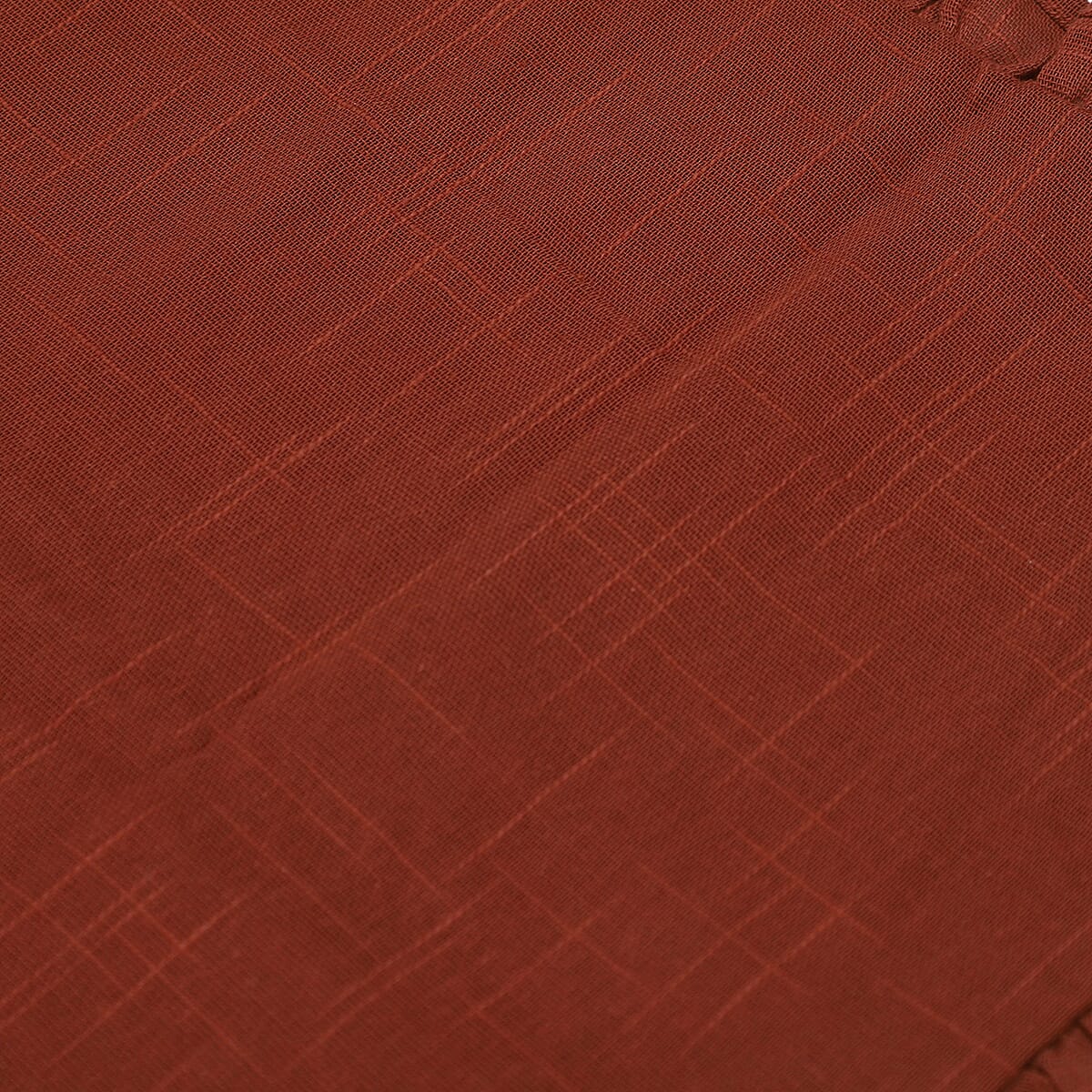 Set of 2 Cotton Linen Solid Cushion Cover with Ruffled Flange (Size - 45x4 Cm) - Rust